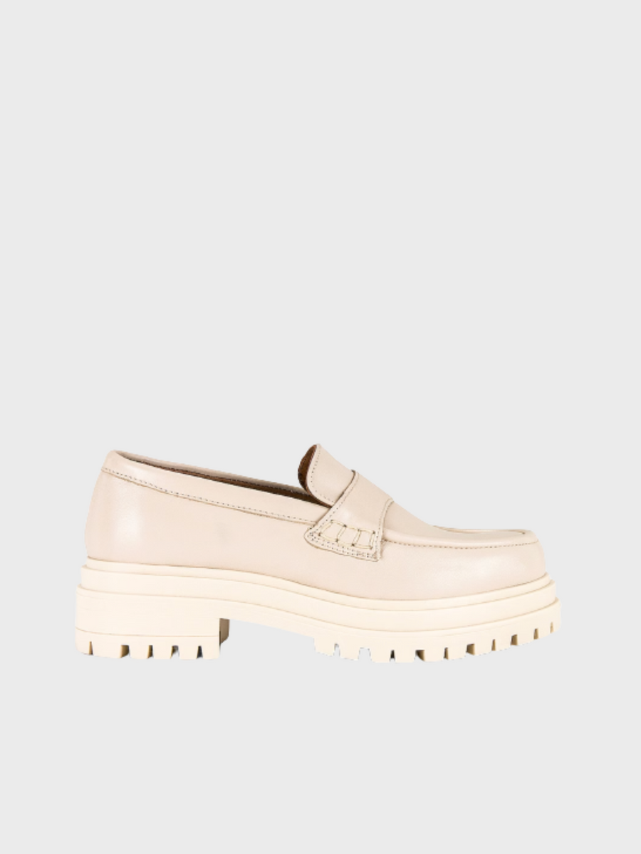 ALOHAS Obsidian Cream Leather Loafers