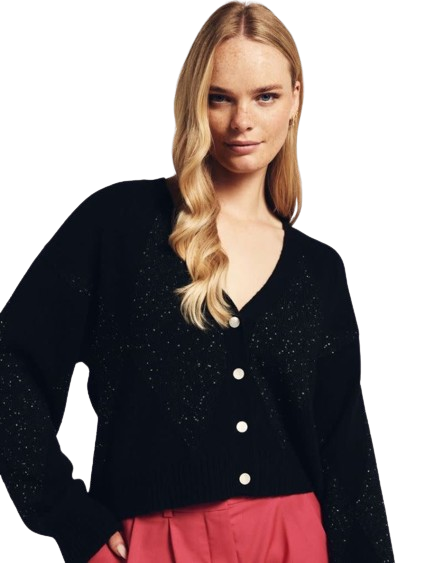 Brodie Cashmere Miriam Sequin Cardigan Black