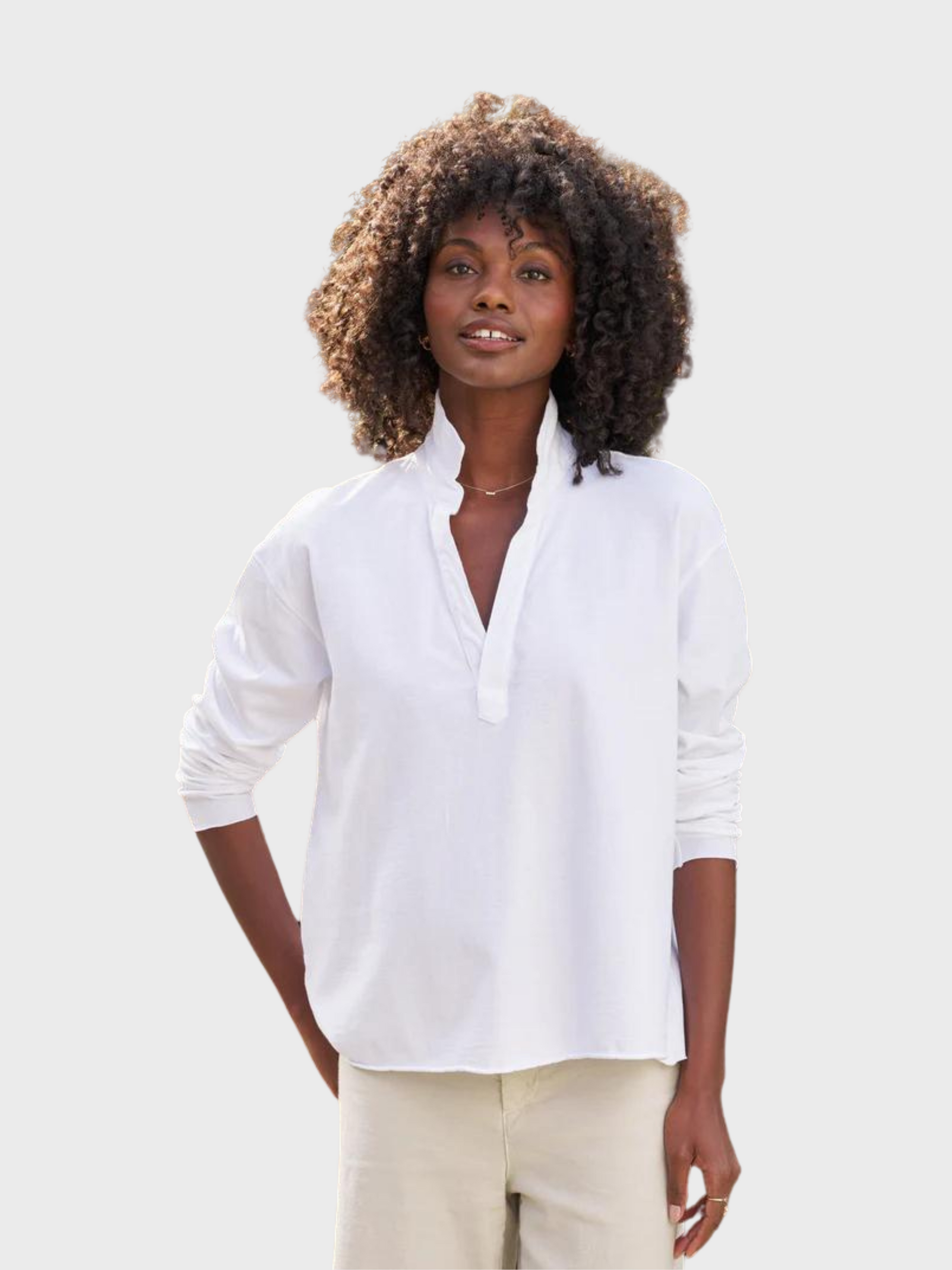 Frank & Eileen Patrick Popover Henley Heritage Jersey- White-T-Shirts-West of Woodward Boutique-Vancouver-Canada