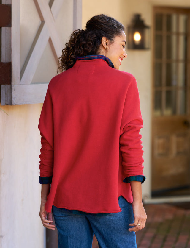 F&E Effie L/S Funnel Neck Capelet Crimson-Sweatshirts-West of Woodward Boutique-Vancouver-Canada