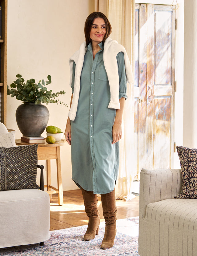 Frank &amp; Eileen Rory Maxi Denim Shirtdress Thyme-Dresses-West of Woodward Boutique-Vancouver-Canada