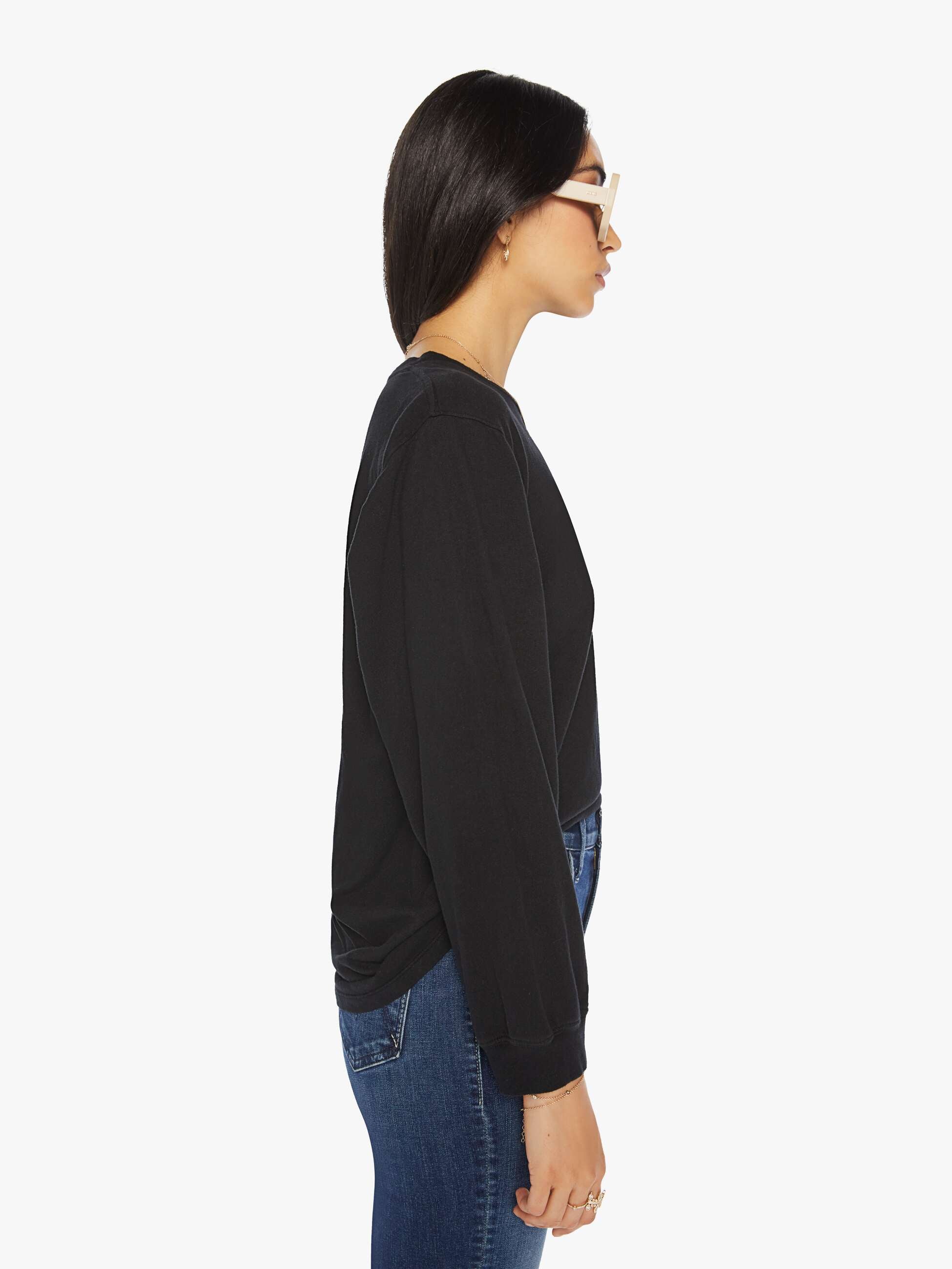 MOTHER Long Sleeve Rowdy Tee Black-T-Shirts-West of Woodward Boutique-Vancouver-Canada