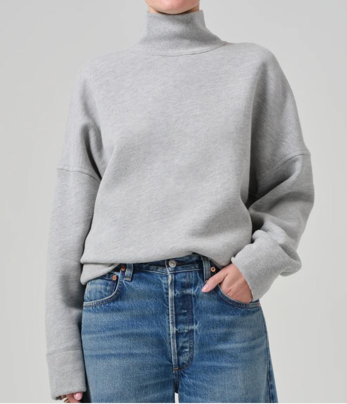 COH Cara Turtleneck Sweatshirt - Heather Grey-Sweatshirts-West of Woodward Boutique-Vancouver-Canada