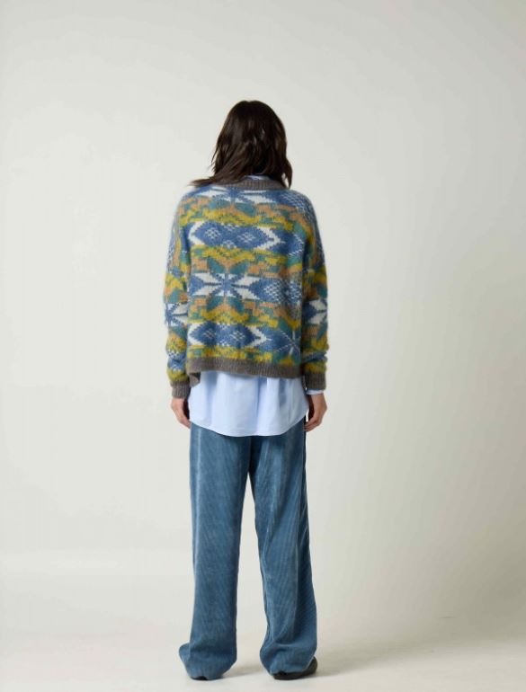 Daniele Fiesoli Mohair Patterned Cardigan-Sweaters-West of Woodward Boutique-Vancouver-Canada