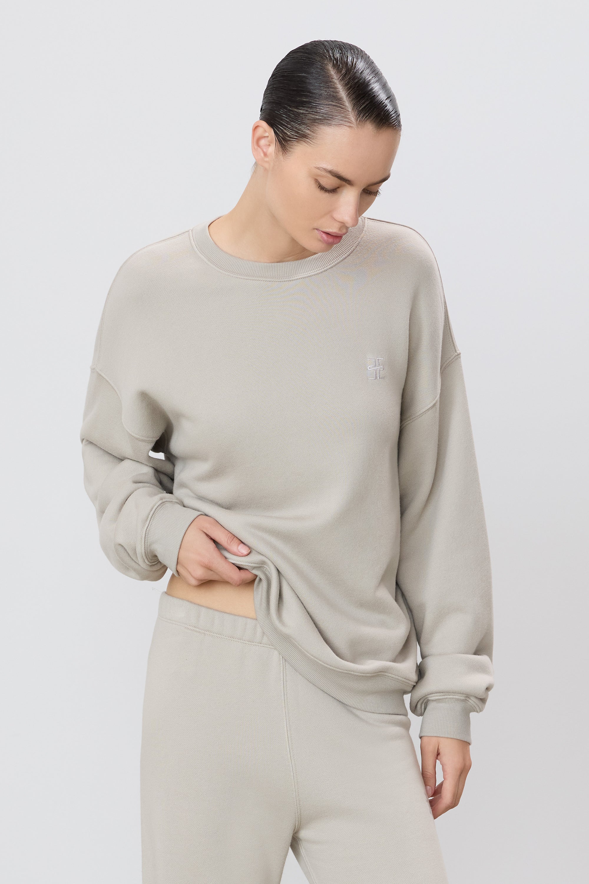 Eterne Oversized Crewneck Sweatshirt Dove-Sweatshirts-West of Woodward Boutique-Vancouver-Canada