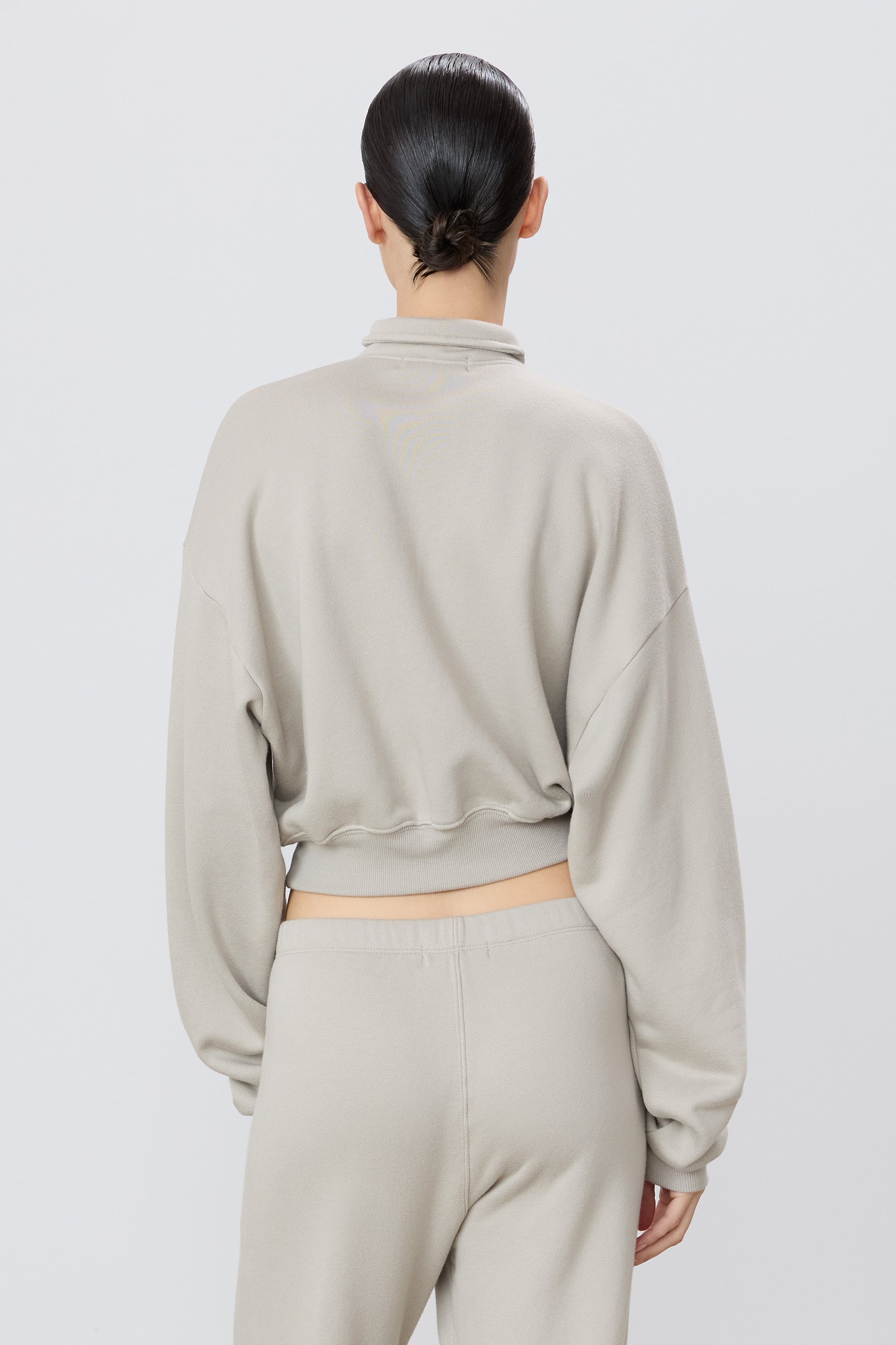 Eterne Cropped Half Zip Sweatshirt Dove-Sweatshirts-West of Woodward Boutique-Vancouver-Canada