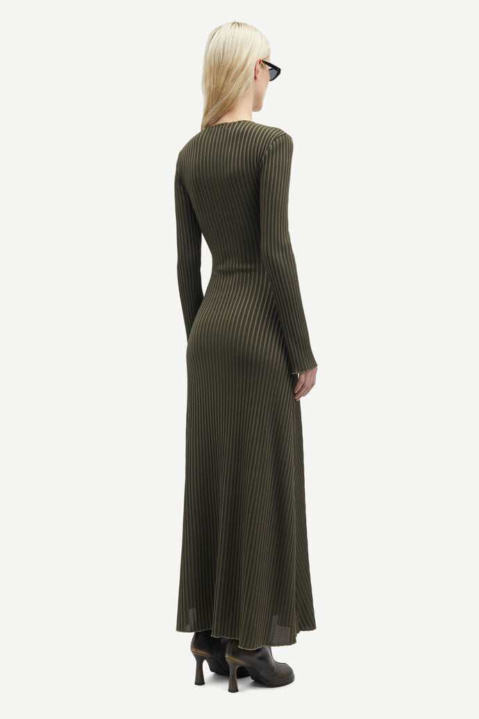 Samsoe Sacrane Dress Green Ribbed-Dresses-West of Woodward Boutique-Vancouver-Canada