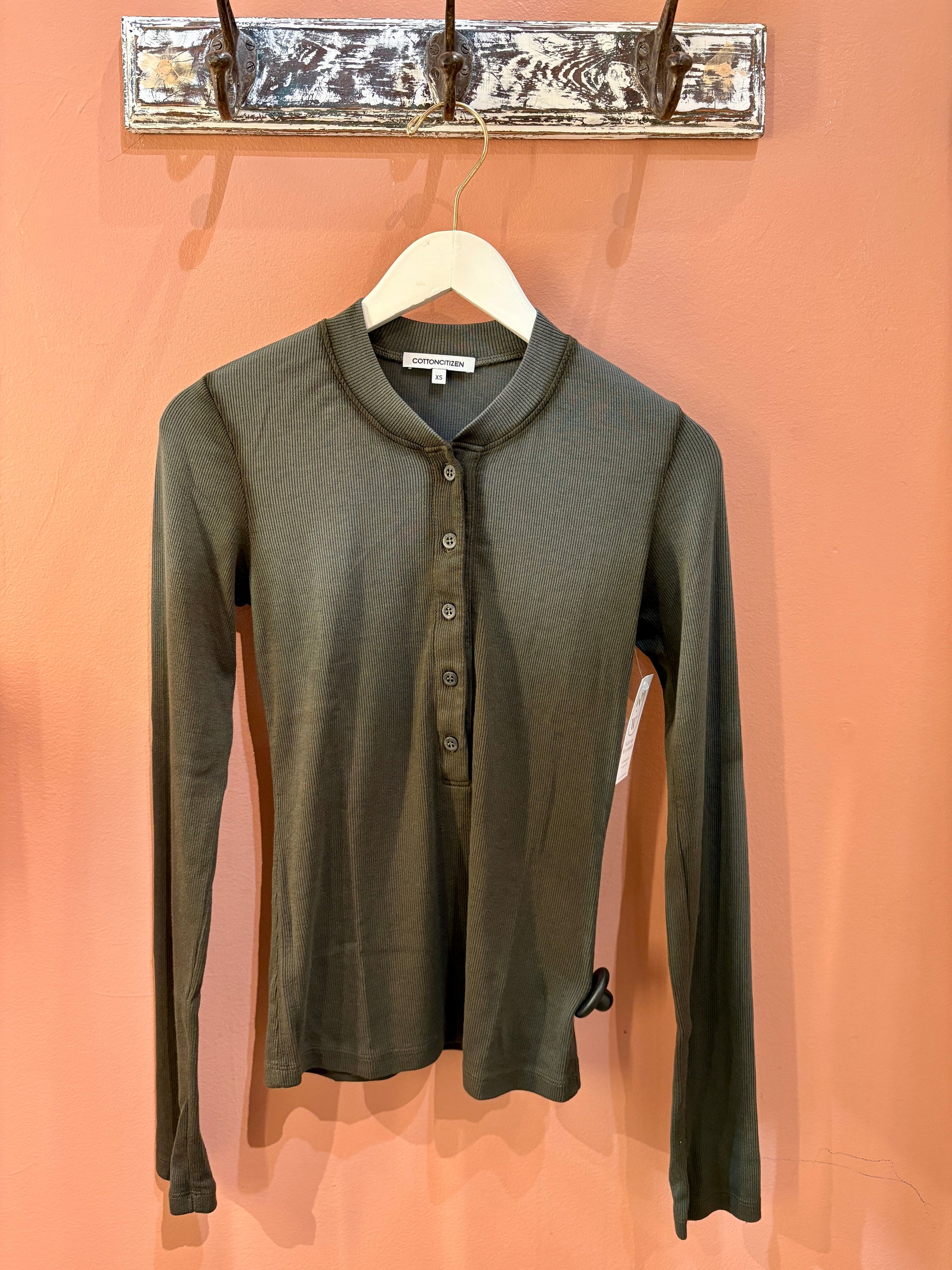 Cotton Citizen Verona Long Sleeve Henley - Alpine Cast-T-Shirts-West of Woodward Boutique-Vancouver-Canada