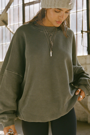 Joah Brown Oversized Crew Pullover- Washed Sage-Sweatshirts-West of Woodward Boutique-Vancouver-Canada