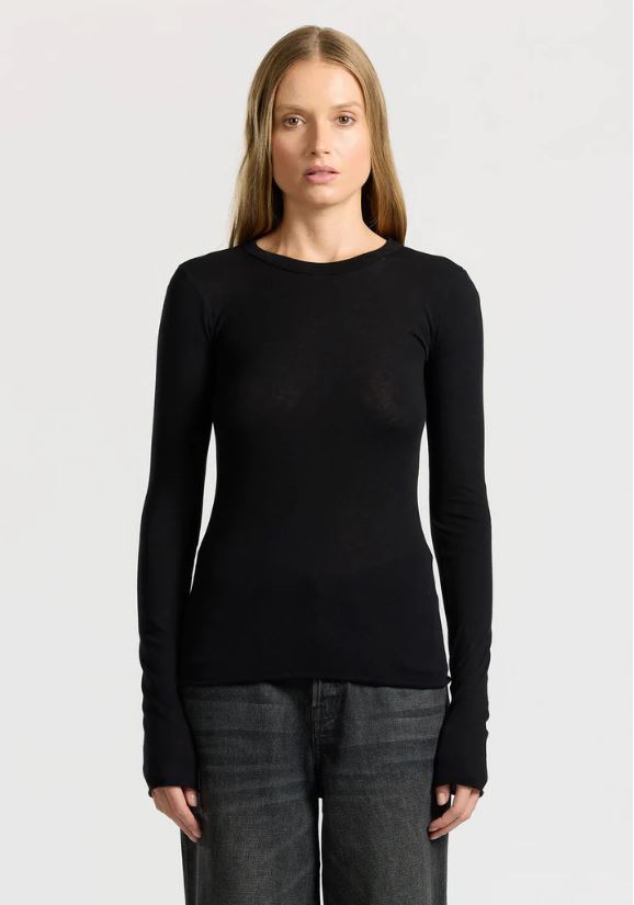 Cotton Citizen Marbella Long Sleeve - Jet Black-T-Shirts-West of Woodward Boutique-Vancouver-Canada