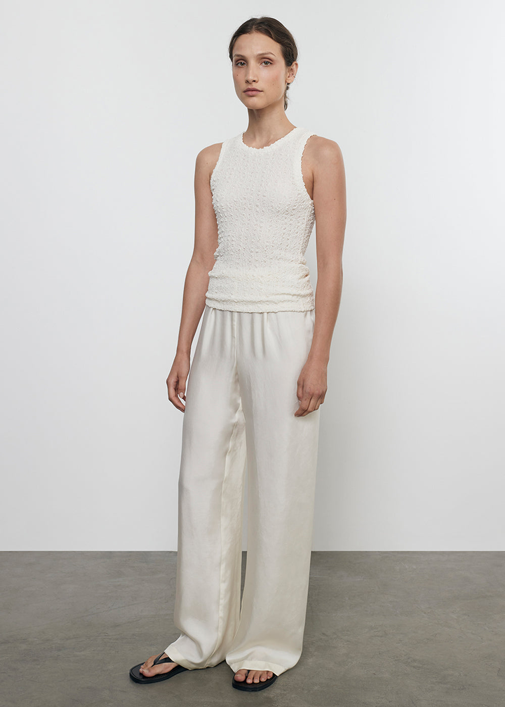 Enza Costa Fluid Twill Pant - Antique Cream-Pants-West of Woodward Boutique-Vancouver-Canada