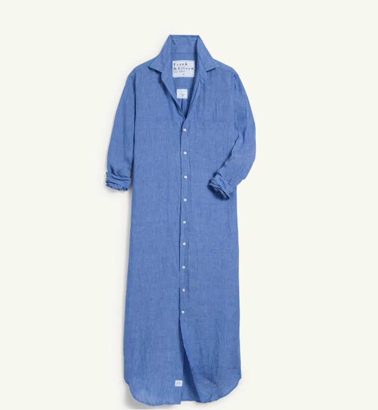 Frank &amp; Eileen Rory Maxi Shirtdress - Classic Blue Linen