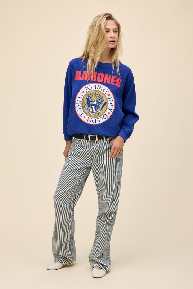 Daydreamer Ramones Gold Seal Reverse Raglan Crew- Blue Quartz-Sweatshirts-West of Woodward Boutique-Vancouver-Canada