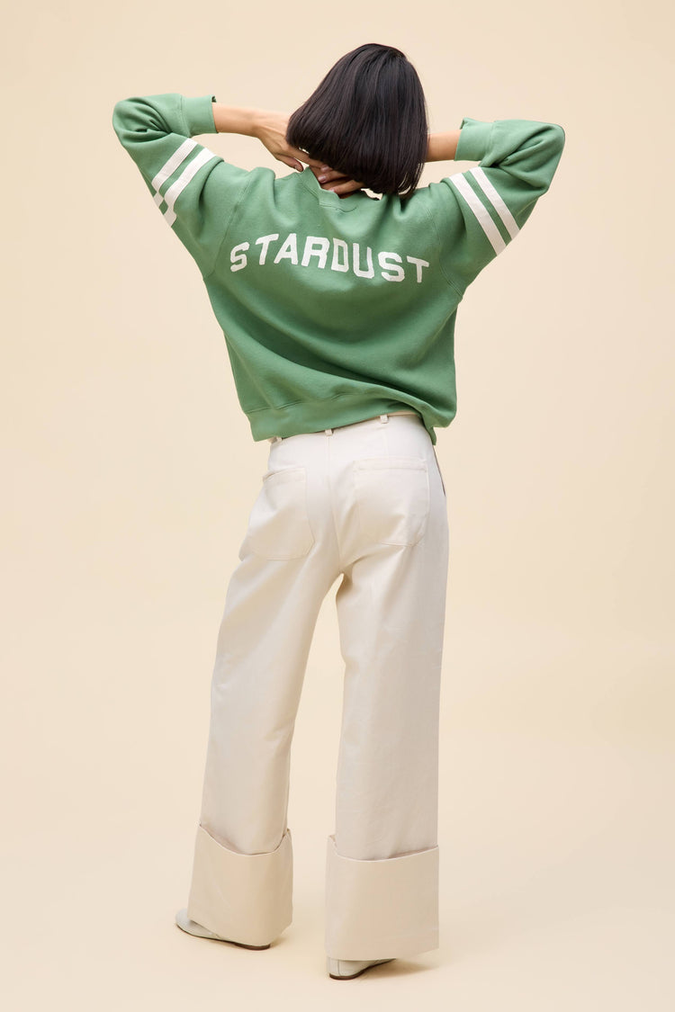 Daydreamer Ziggy Stardust Varsity Sweater- Stone Green-Sweatshirts-West of Woodward Boutique-Vancouver-Canada