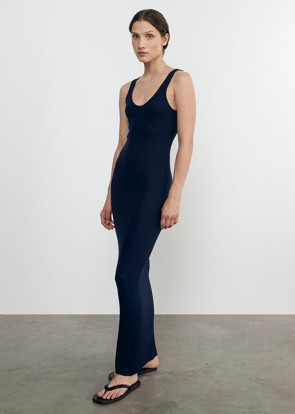 Enza Costa Stretch Silk Knit Maxi Tank Dress - Indigo-Dresses-West of Woodward Boutique-Vancouver-Canada