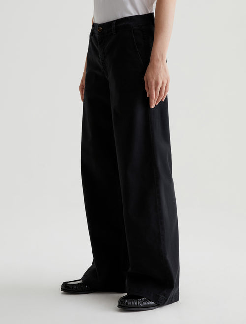 AG Caden Wide Leg Trouser Sulfur Black-Pants-West of Woodward Boutique-Vancouver-Canada