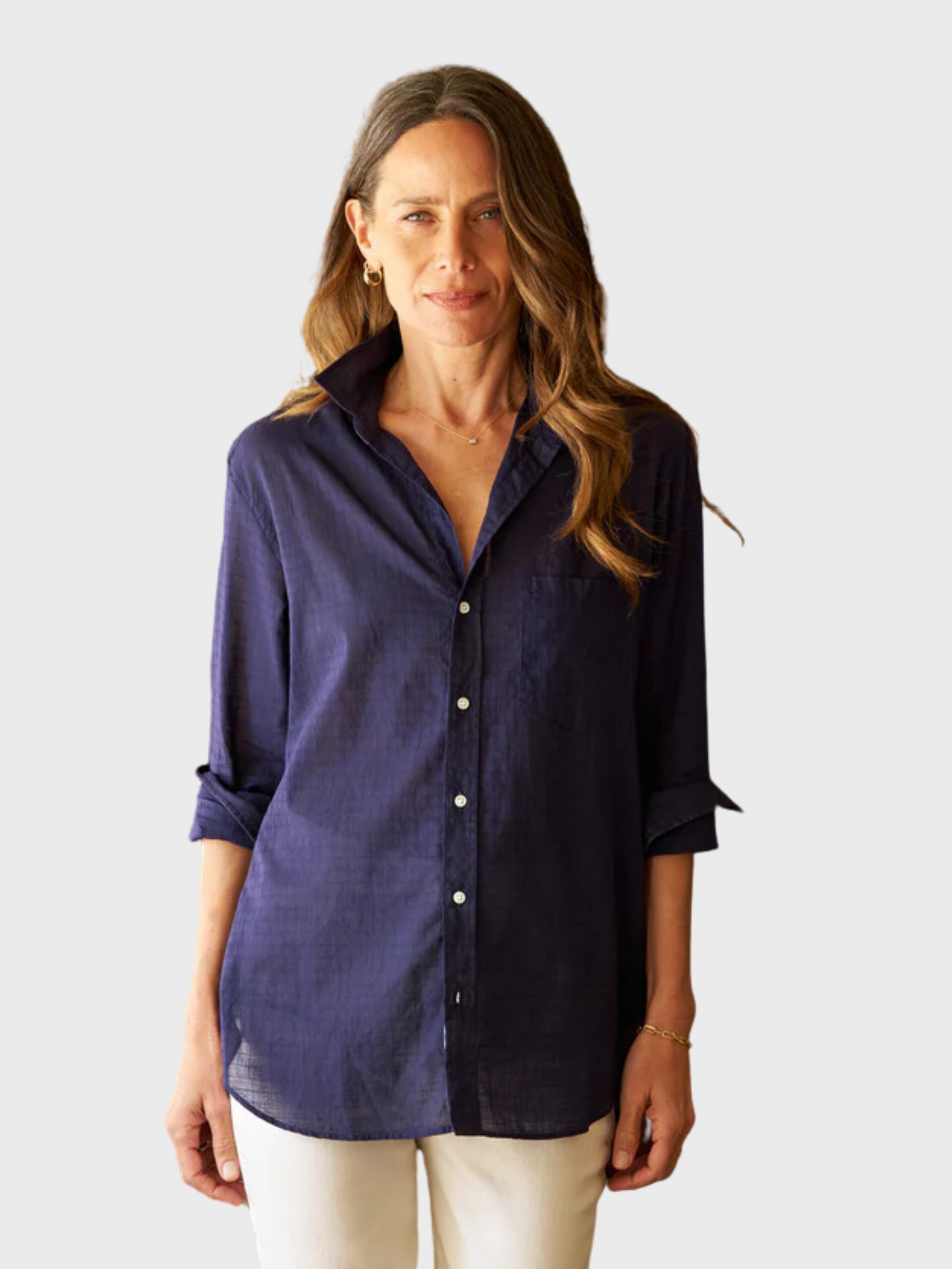 Frank & Eileen Joedy Button Up Shirt Navy Textured-Shirts-XXS-West of Woodward Boutique-Vancouver-Canada