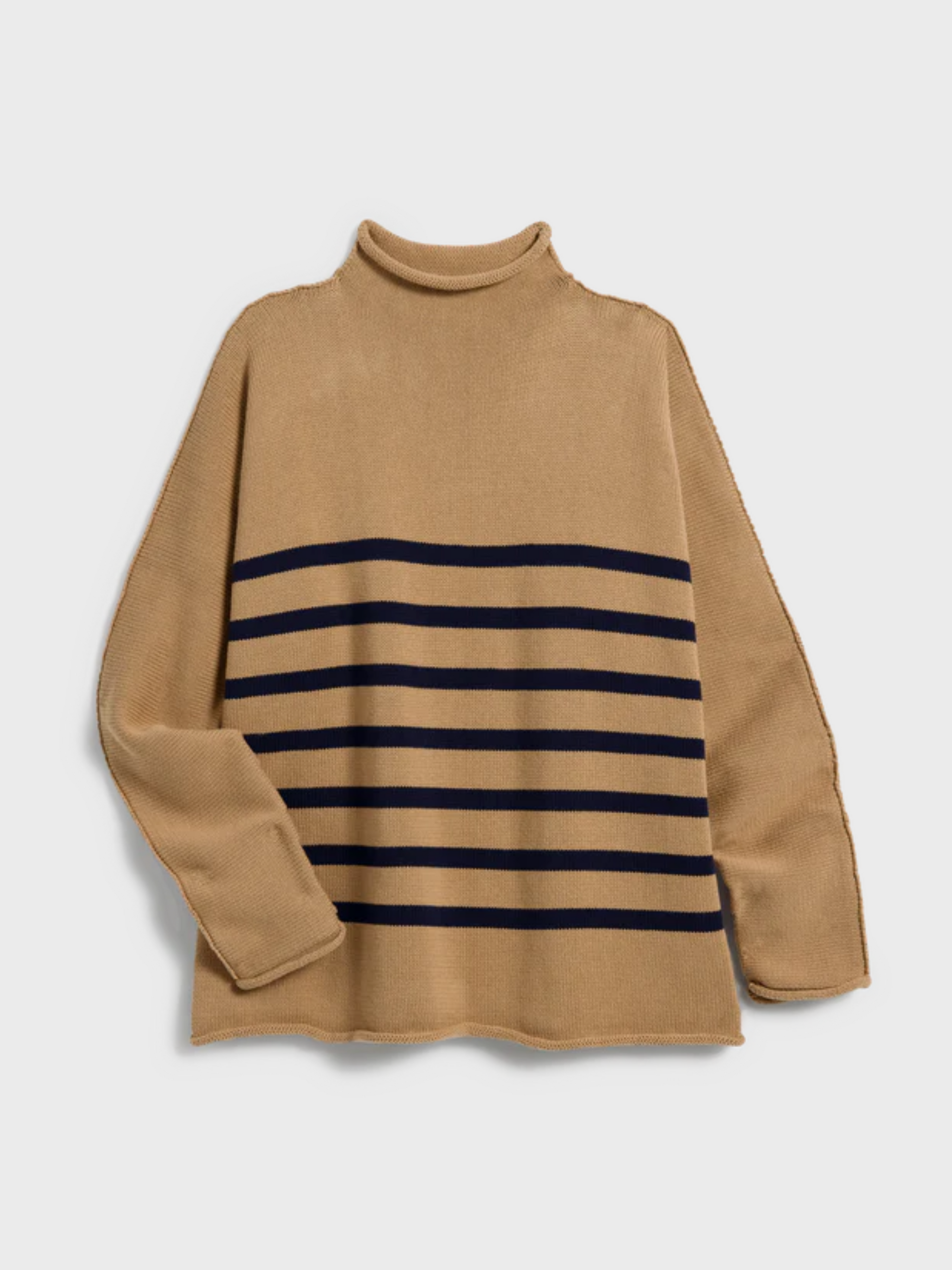 Frank & Eileen Monterey Knit Sweater Camel Navy Stripe-Sweaters-West of Woodward Boutique-Vancouver-Canada