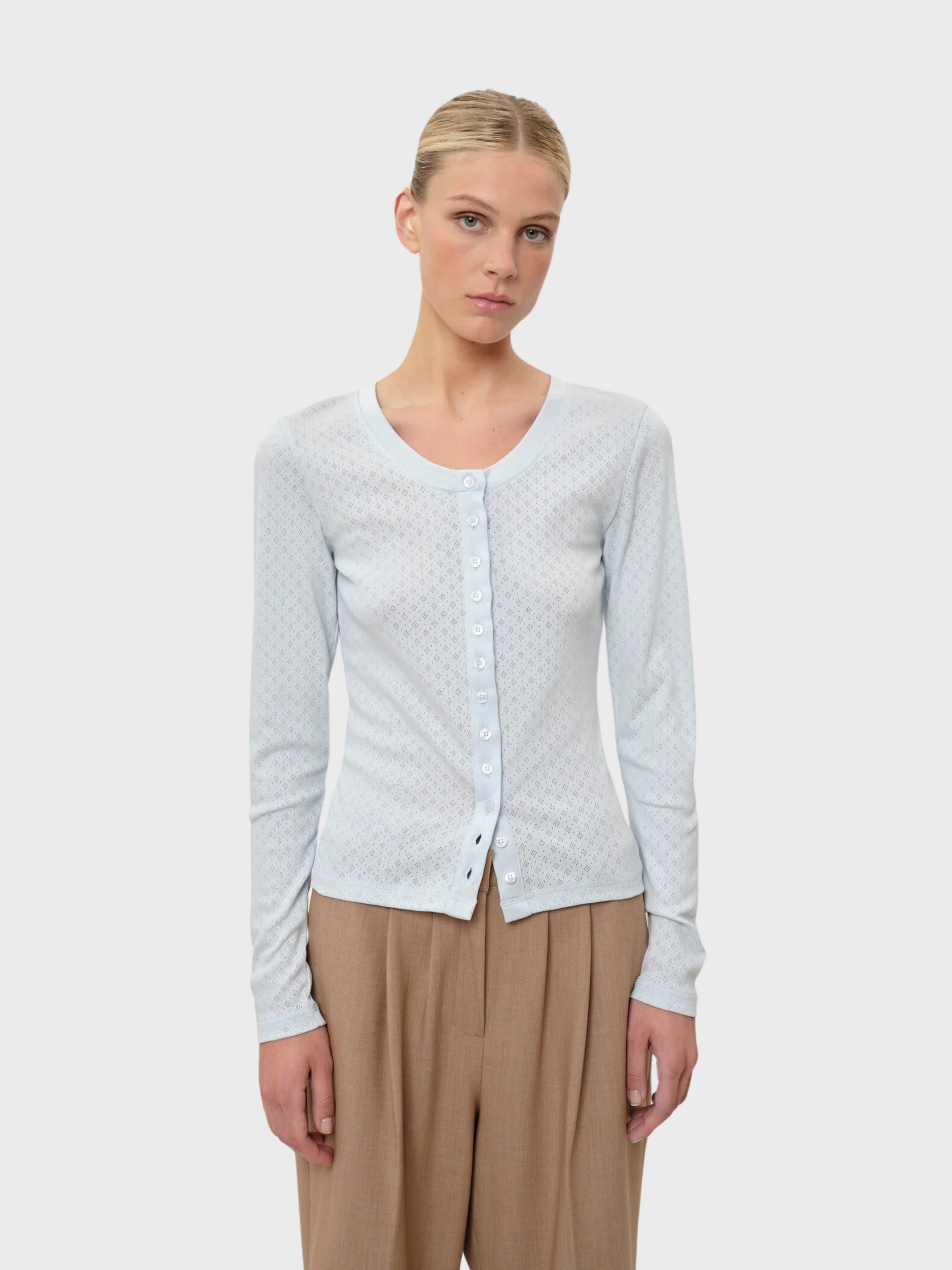 Herskind Dylan Cardigan Light Blue-T-Shirts-West of Woodward Boutique-Vancouver-Canada