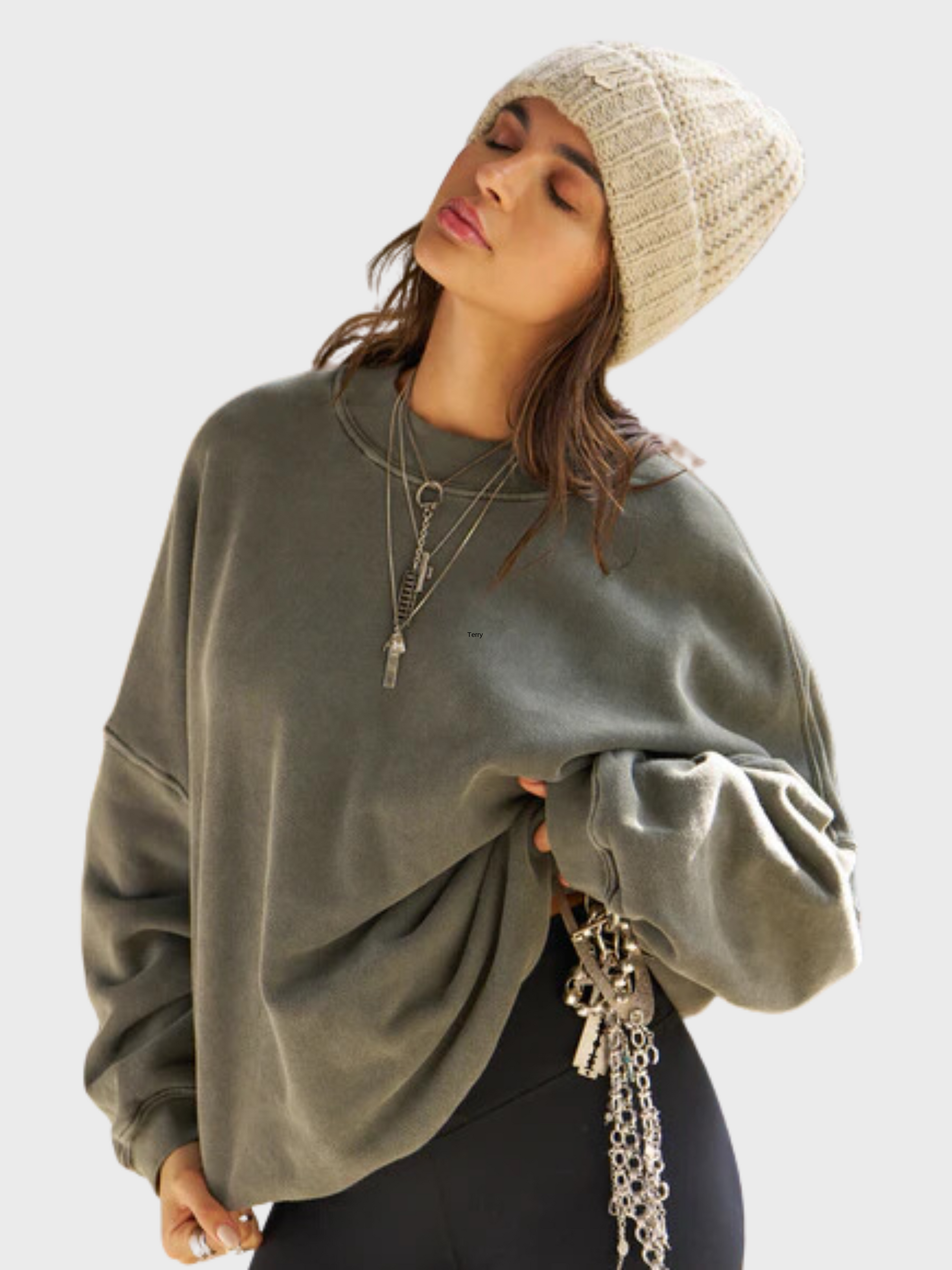 Joah Brown Oversized Crew Pullover- Washed Sage-Sweatshirts-West of Woodward Boutique-Vancouver-Canada