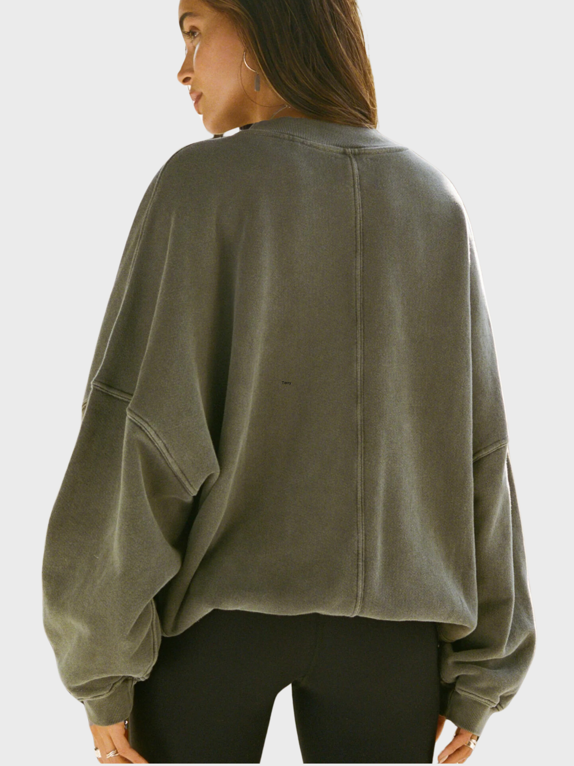 Joah Brown Oversized Crew Pullover- Washed Sage-Sweatshirts-West of Woodward Boutique-Vancouver-Canada