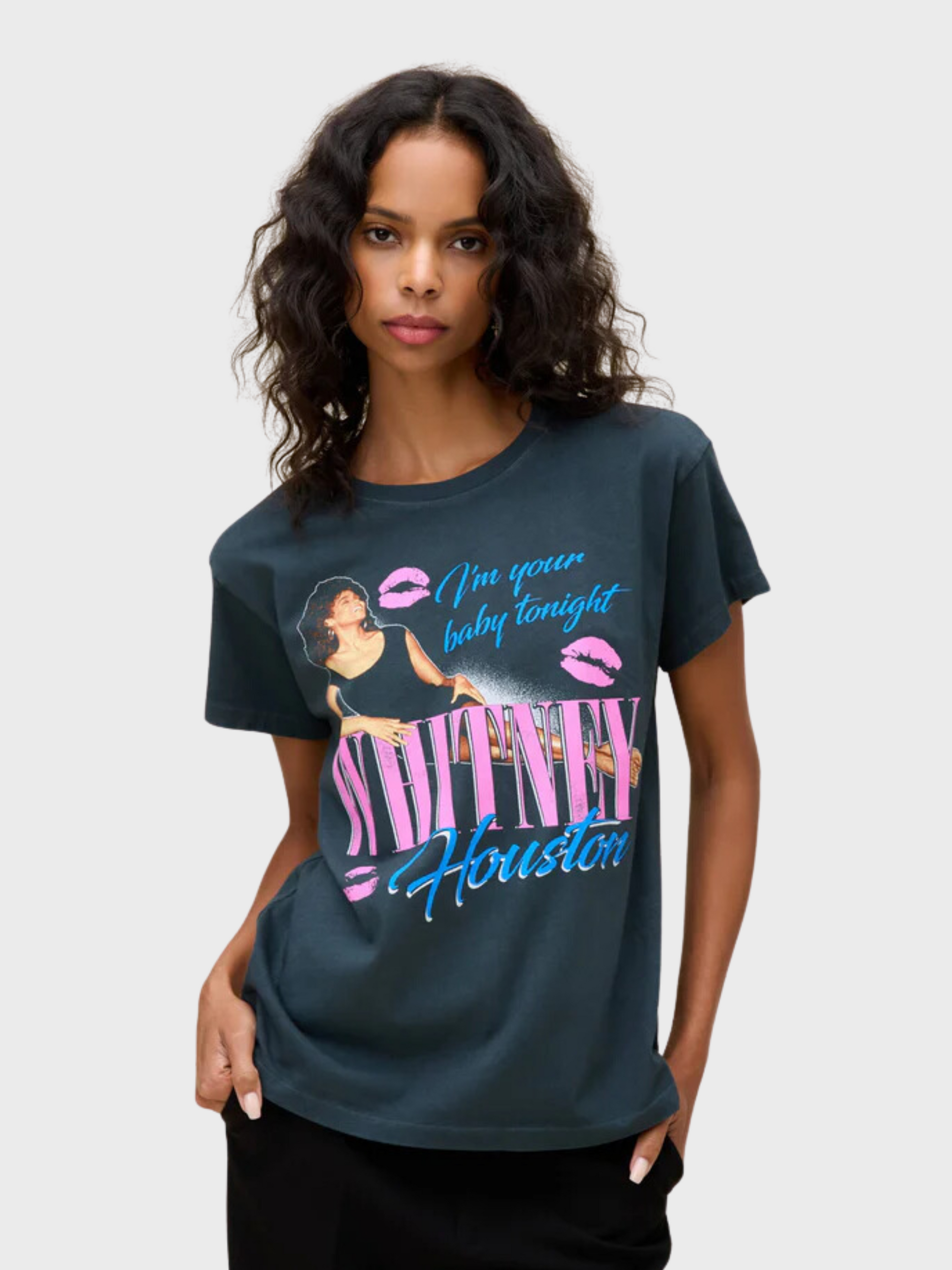 Daydreamer Whitney Houston Your Baby Tonight Tour Tee Vintage Black-T-Shirts-West of Woodward Boutique-Vancouver-Canada