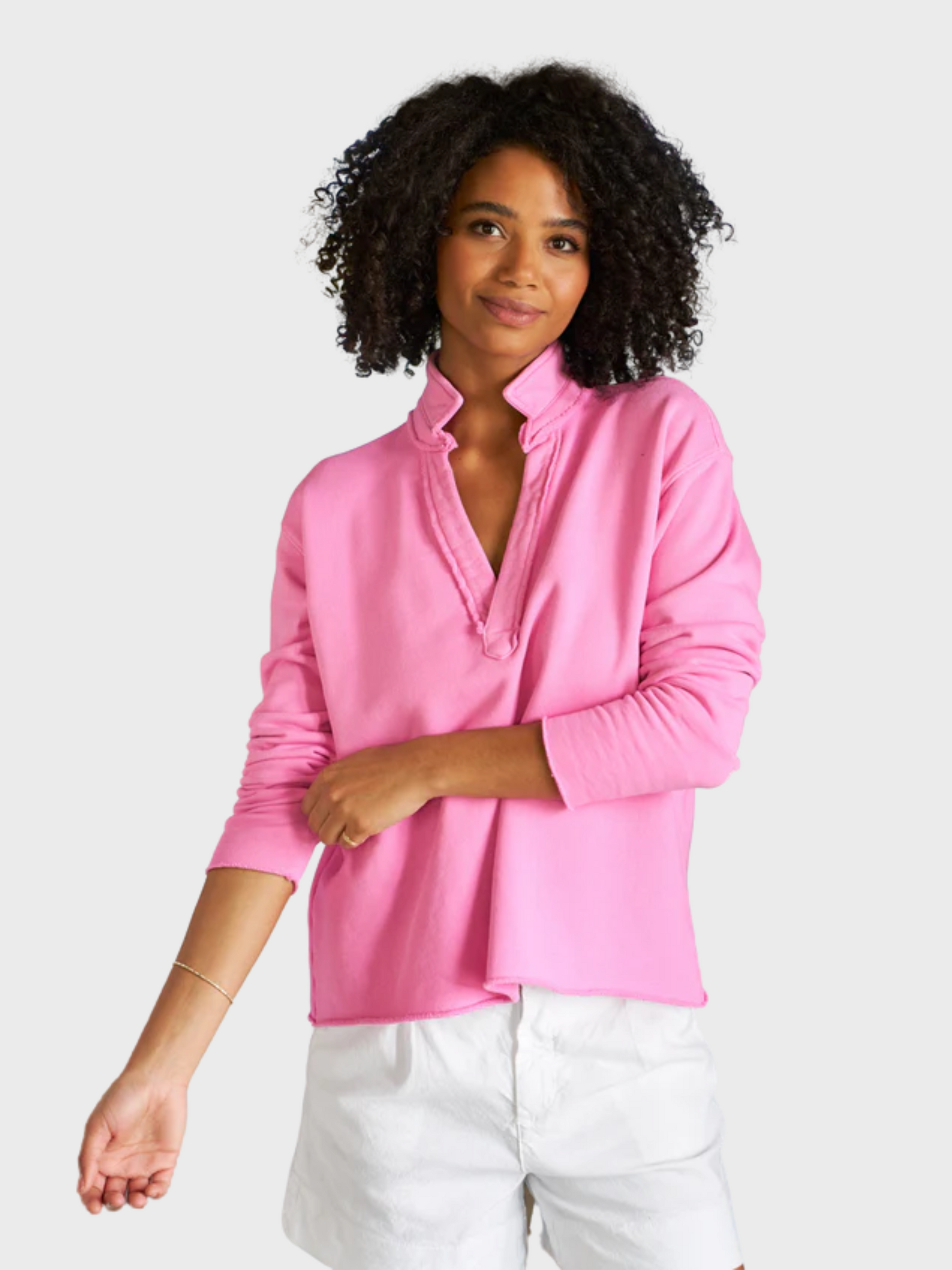 Frank & Eileen Patrick Popover Henley Heritage Jersey -Pink Lemonade-T-Shirts-West of Woodward Boutique-Vancouver-Canada