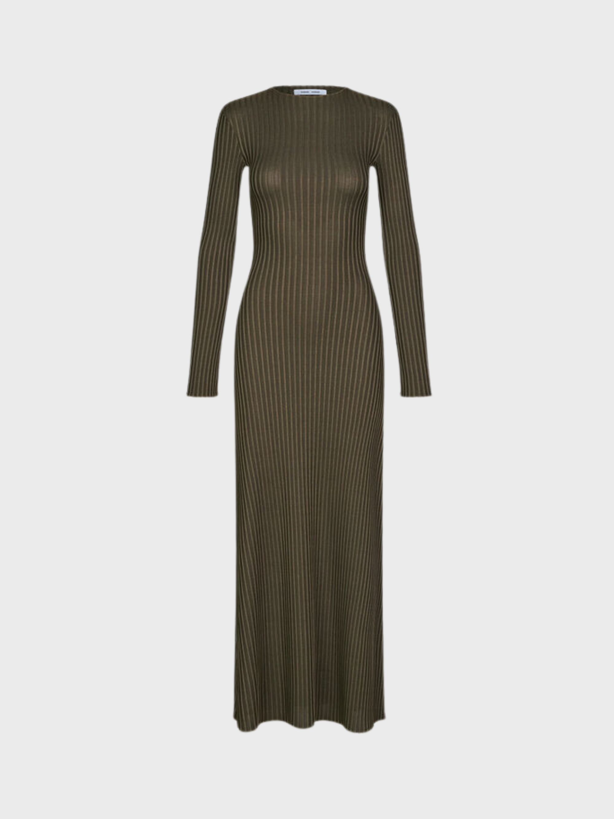 Samsoe Sacrane Dress Green Ribbed-Dresses-West of Woodward Boutique-Vancouver-Canada