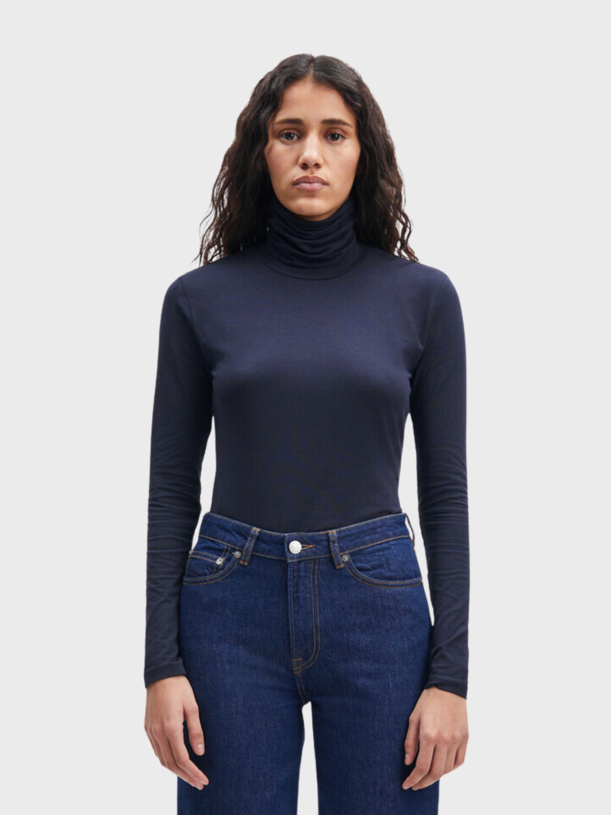 Samsoe Ester Long Sleeve Turtleneck Night Sky-T-Shirts-X/S-West of Woodward Boutique-Vancouver-Canada