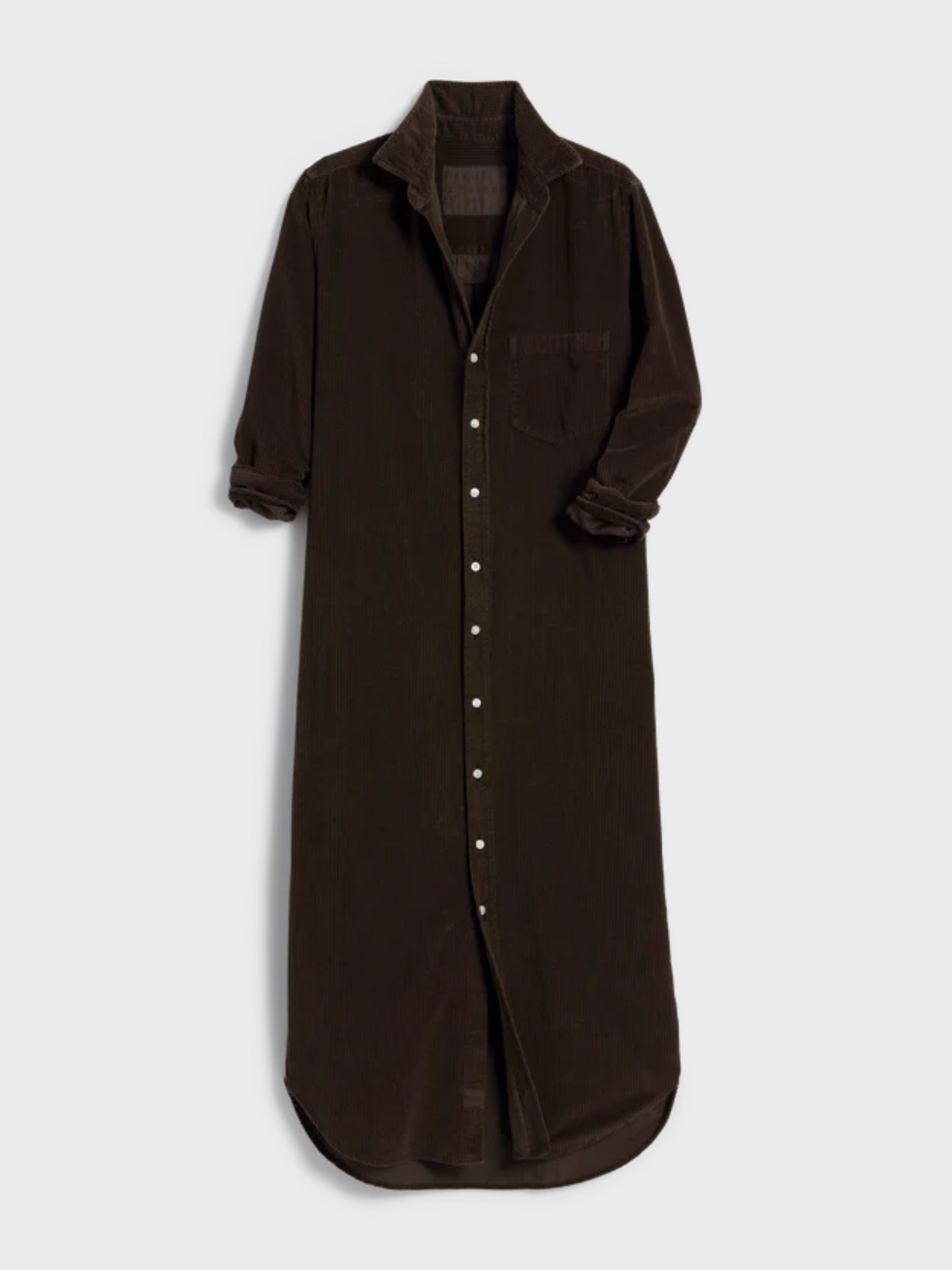 Frank & Eileen Rory Maxi Shirtdress Espresso Corduroy-Dresses-West of Woodward Boutique-Vancouver-Canada