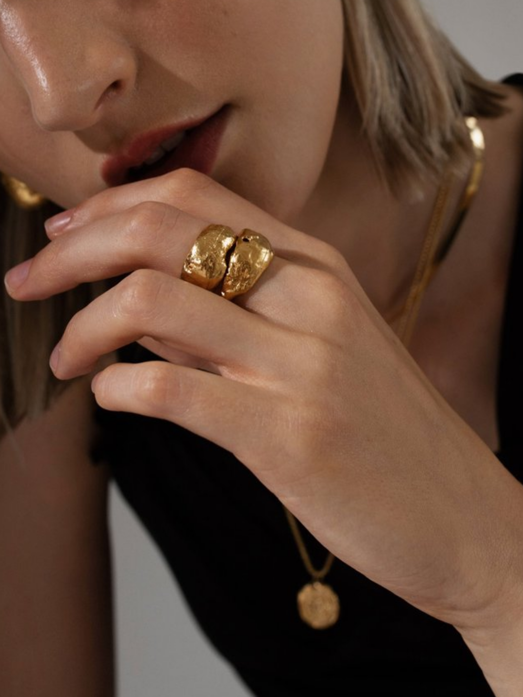 Pamela Card Hidden Grotto Ring 24K Gold Plated-Accessories-West of Woodward Boutique-Vancouver-Canada