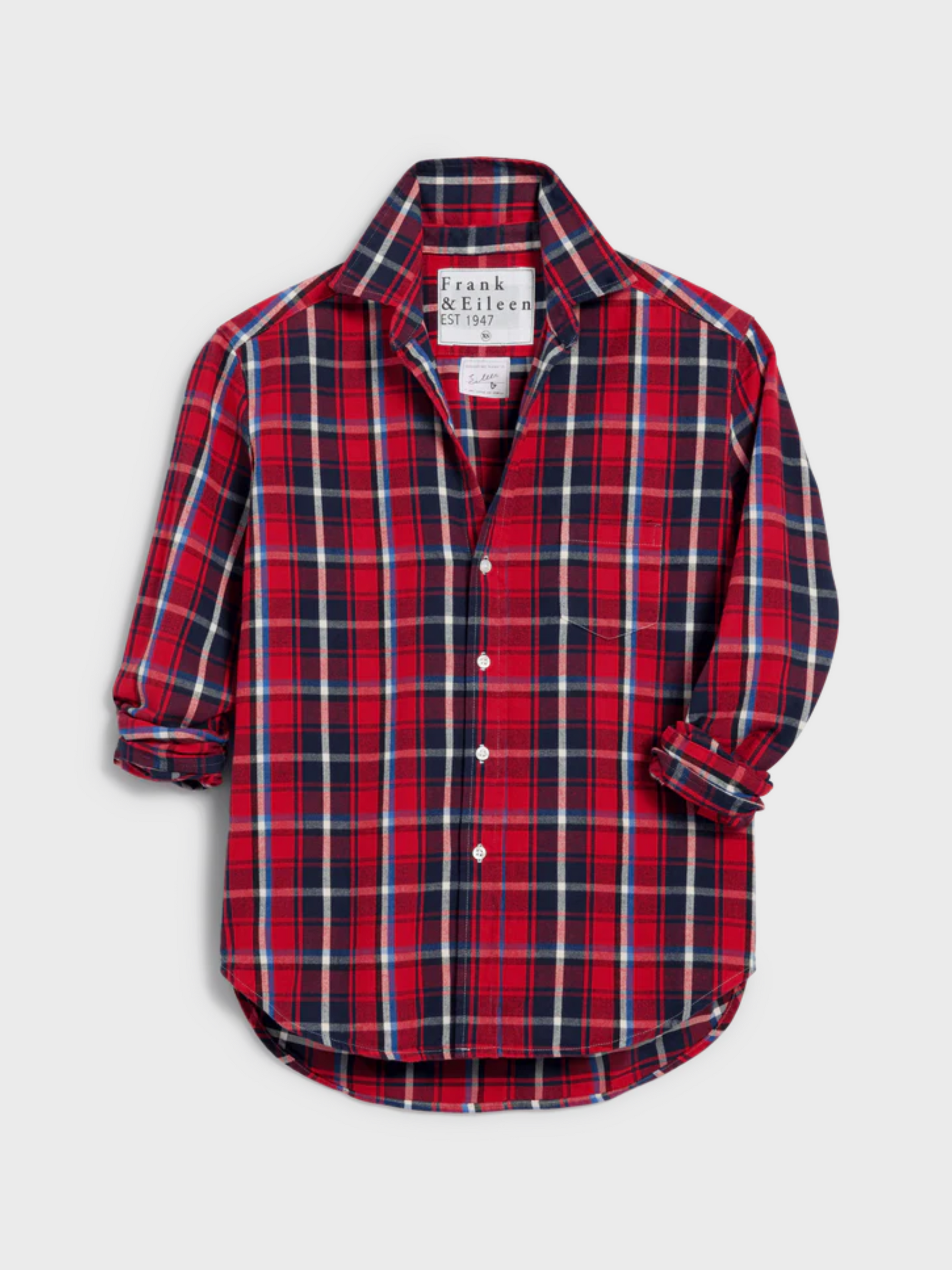 Frank & Eileen Eileen Button Up Shirt Red, Navy Plaid-Shirts-West of Woodward Boutique-Vancouver-Canada