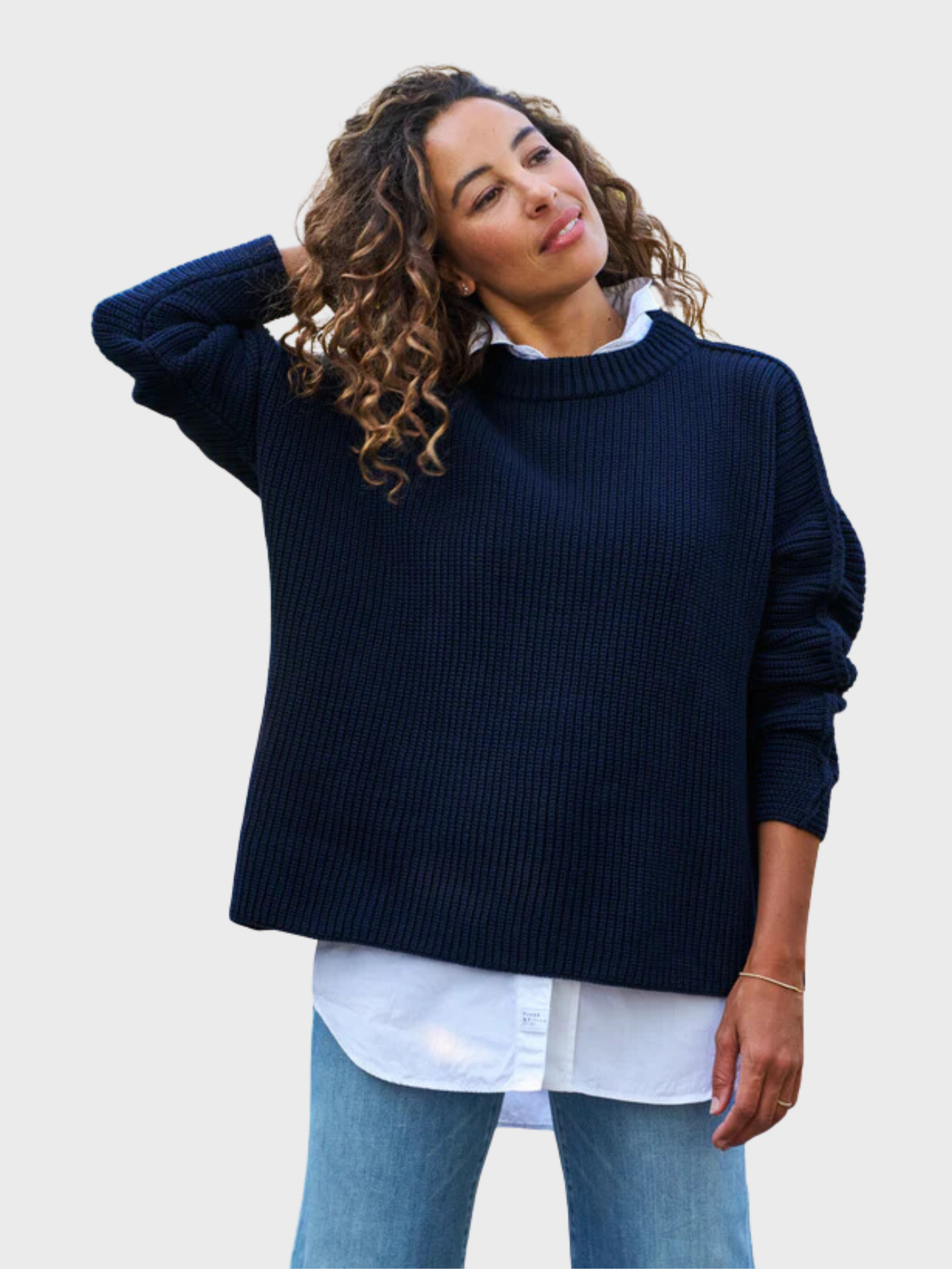 Frank & Eileen Montecito Sweater - Marine-Sweaters-West of Woodward Boutique-Vancouver-Canada