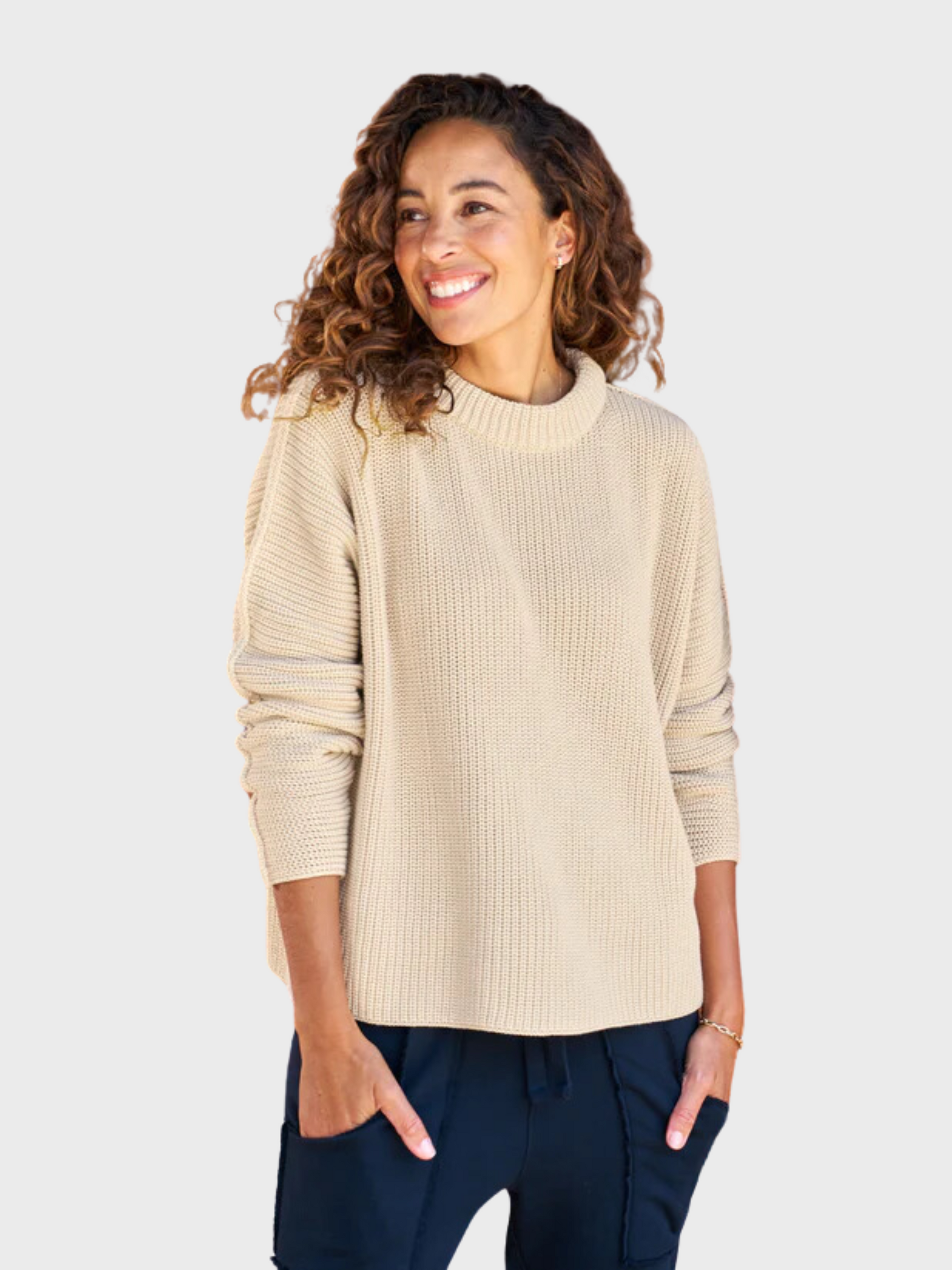 Frank & Eileen Montecito Sweater - Sand-Sweaters-West of Woodward Boutique-Vancouver-Canada