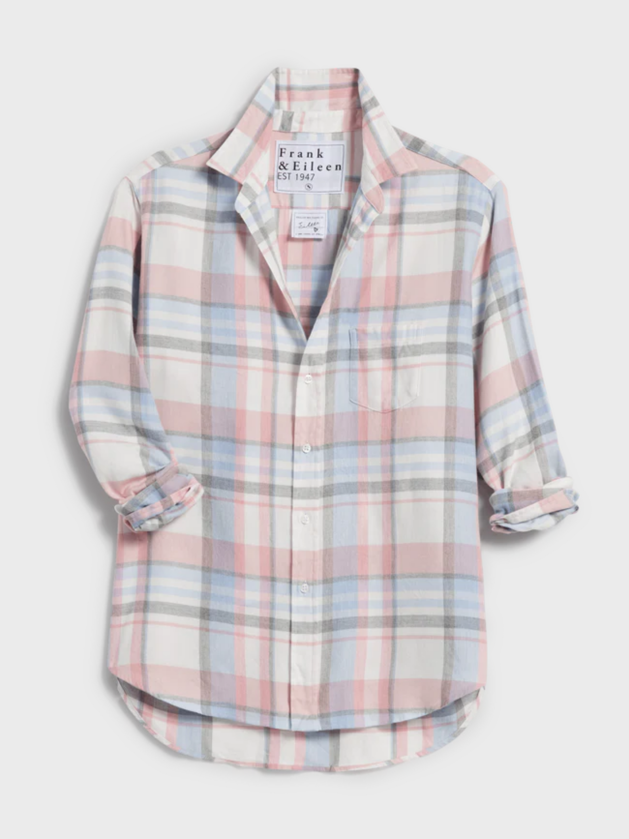 Frank & Eileen Eileen Button Up Shirt - Pink, Blue, Grey Plaid-Shirts-West of Woodward Boutique-Vancouver-Canada