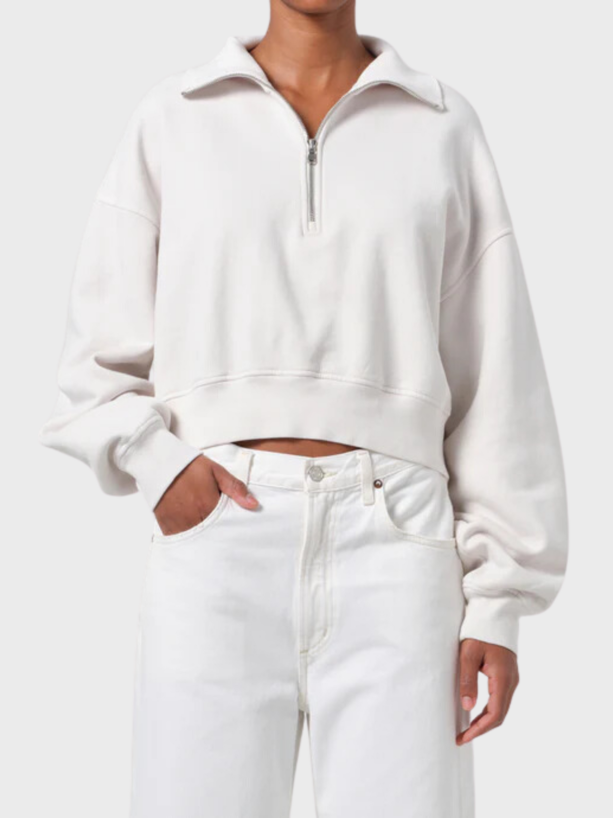 Agolde Bethan Quarter Zip Sweatshirt - Wired-Sweatshirts-West of Woodward Boutique-Vancouver-Canada