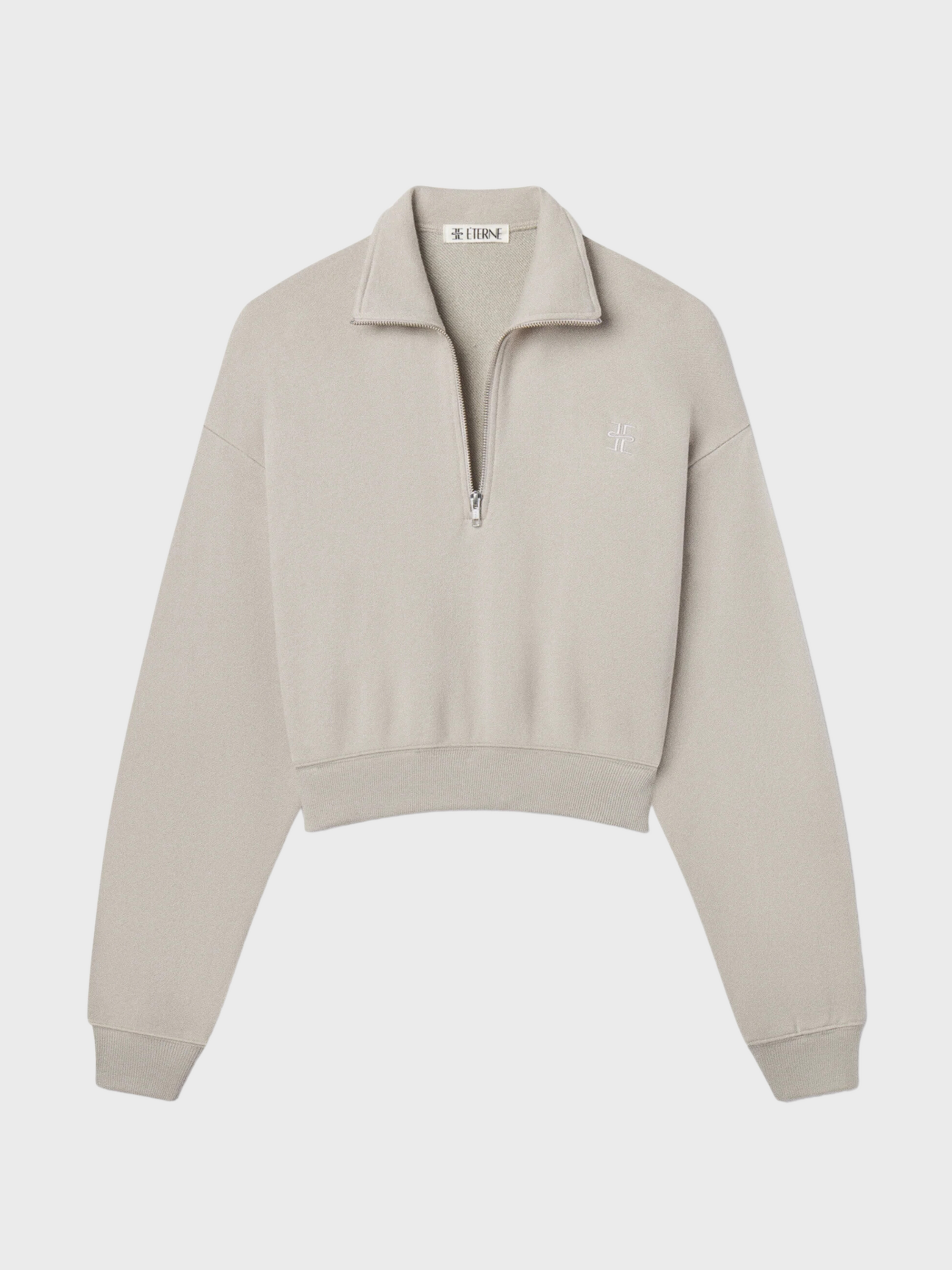 Eterne Cropped Half Zip Sweatshirt Dove-Sweatshirts-West of Woodward Boutique-Vancouver-Canada