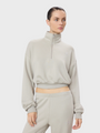 Eterne Cropped Half Zip Sweatshirt Dove-Sweatshirts-West of Woodward Boutique-Vancouver-Canada