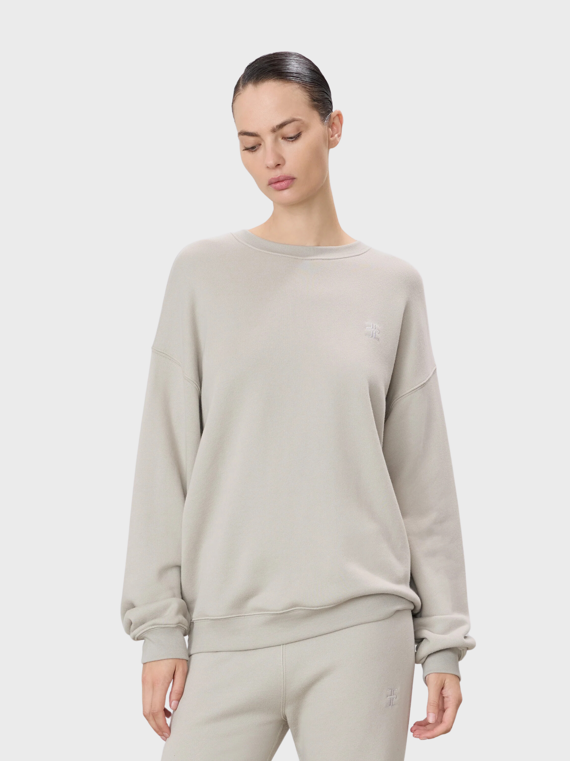 Eterne Oversized Crewneck Sweatshirt Dove-Sweatshirts-West of Woodward Boutique-Vancouver-Canada