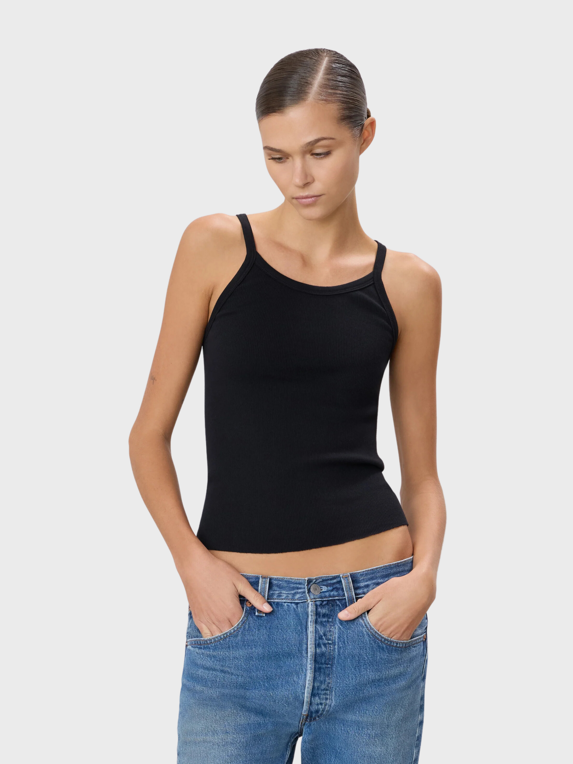 Eterne Rib Tank - Black-T-Shirts-West of Woodward Boutique-Vancouver-Canada