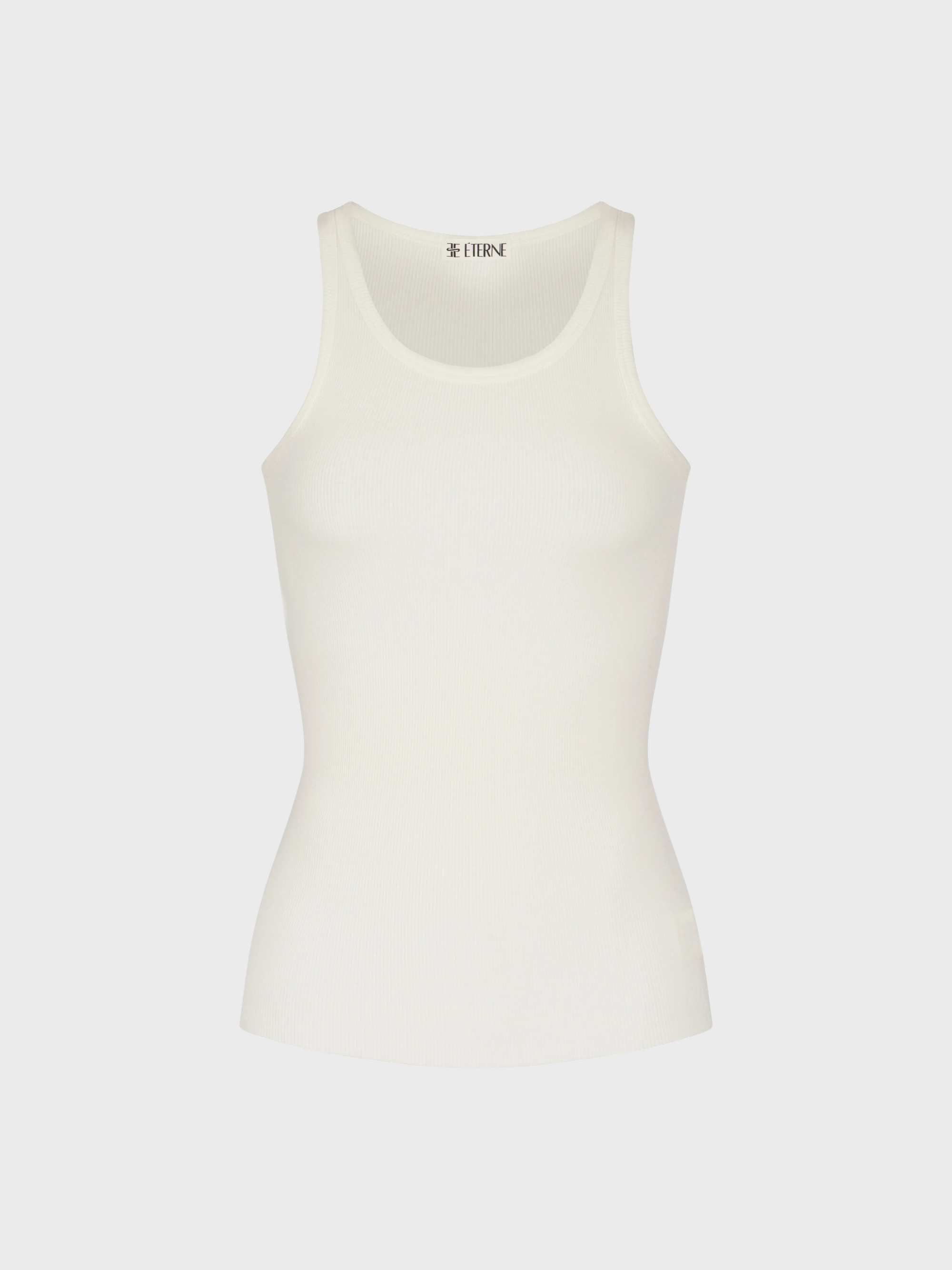 Eterne High Neck Fitted Tank - Cream-T-Shirts-West of Woodward Boutique-Vancouver-Canada