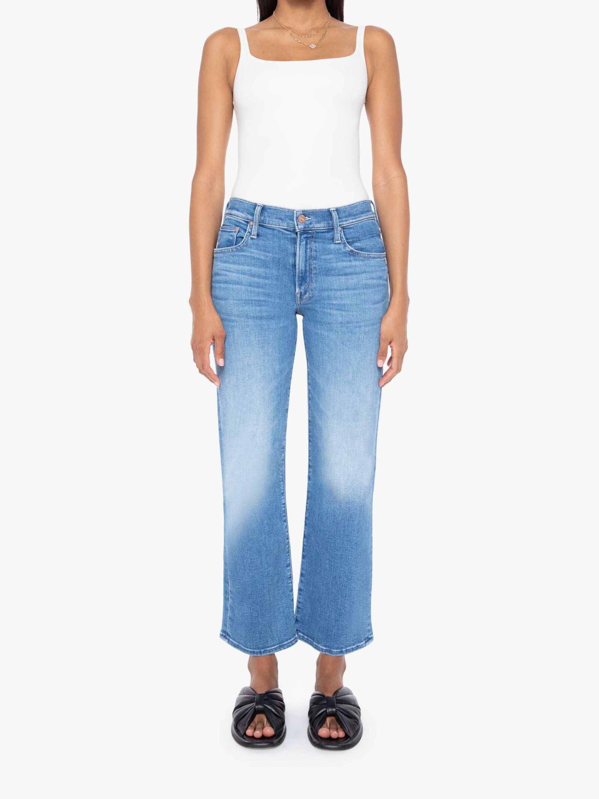 MOTHER Mid Rise Rambler Zip Ankle Jeans Out Of The Blue-Denim-West of Woodward Boutique-Vancouver-Canada