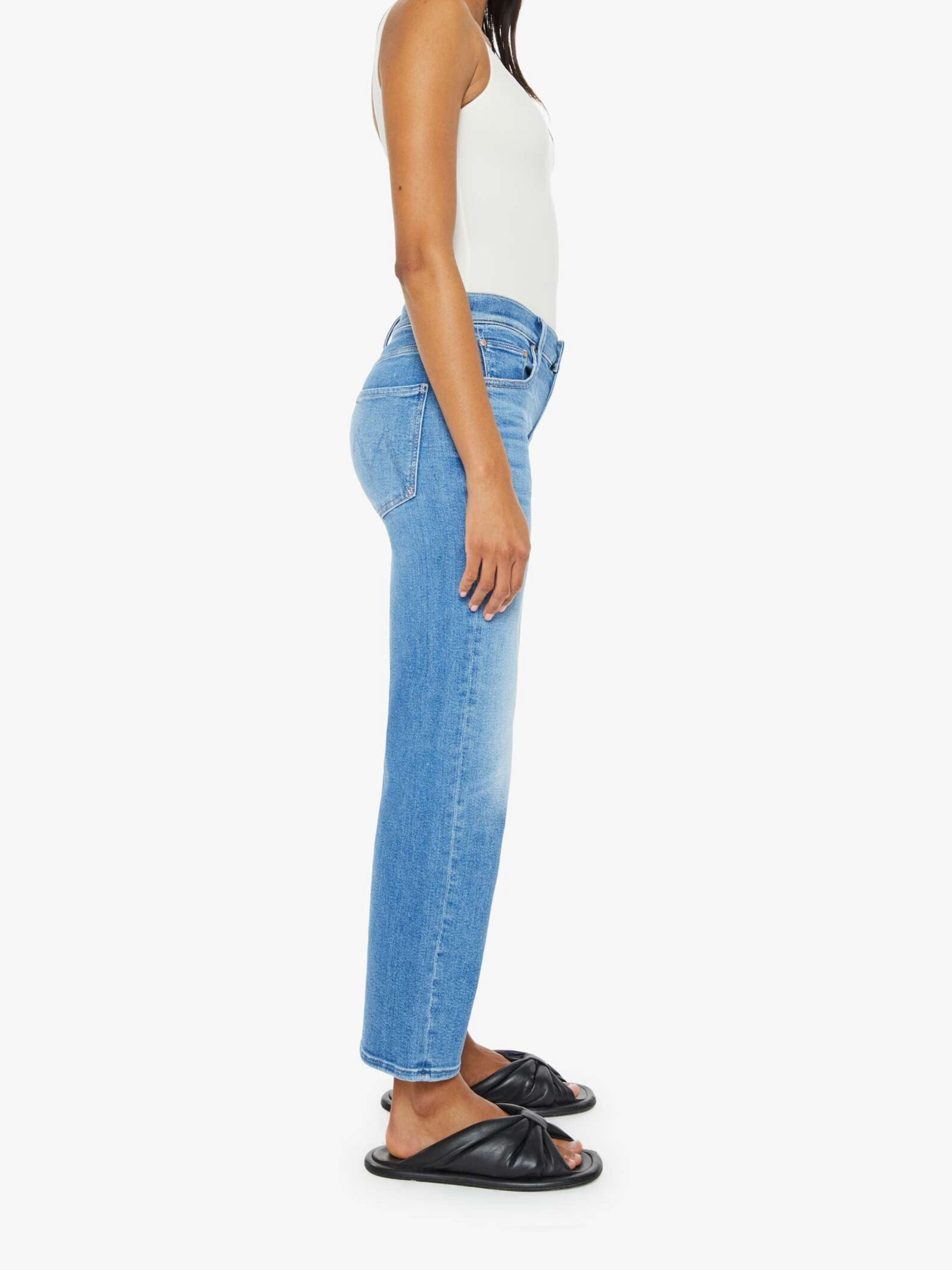 MOTHER Mid Rise Rambler Zip Ankle Jeans Out Of The Blue-Denim-West of Woodward Boutique-Vancouver-Canada