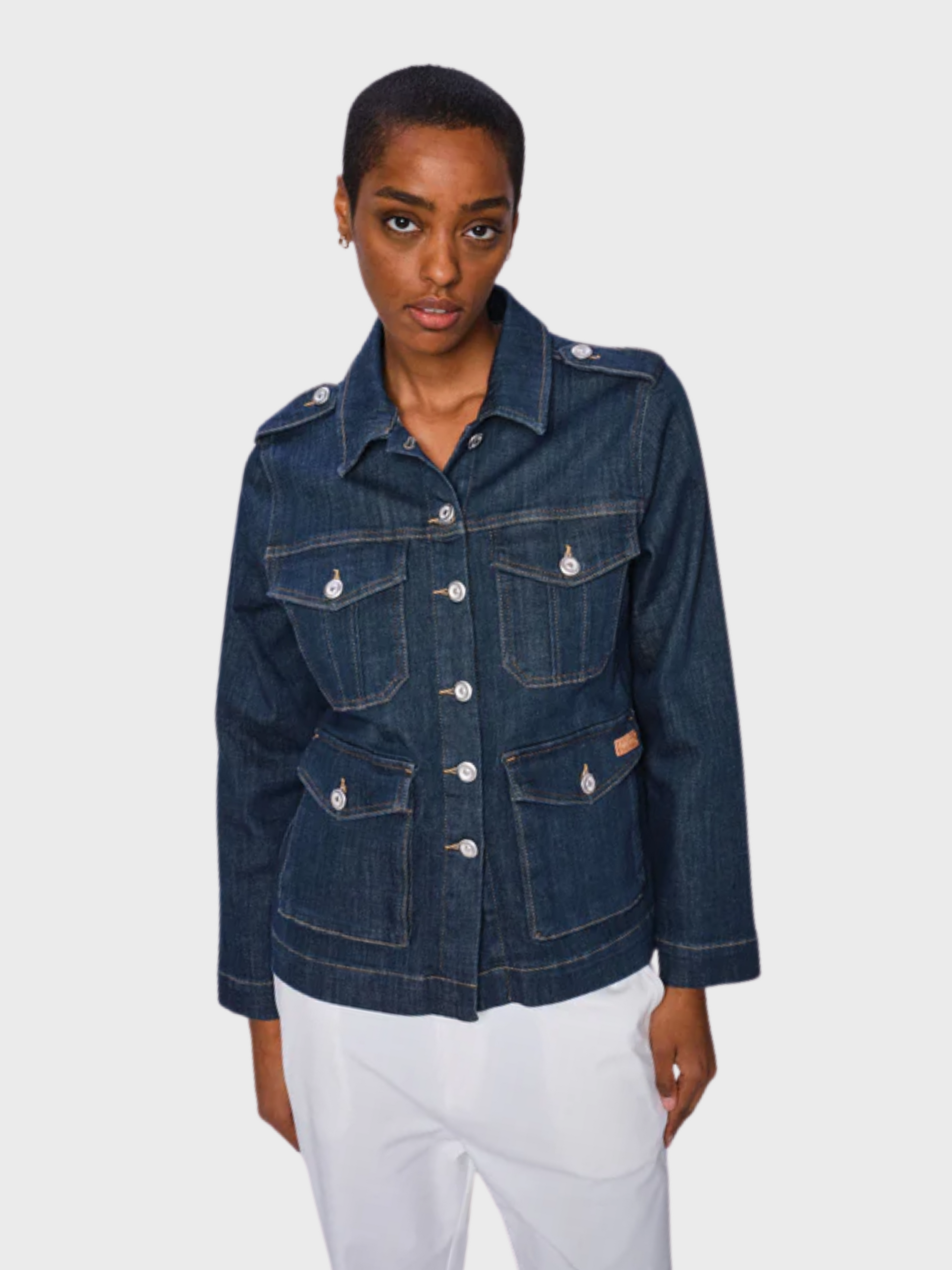 Mos Mosh Anetta Denim Jacket Dark Blue-Jackets-West of Woodward Boutique-Vancouver-Canada