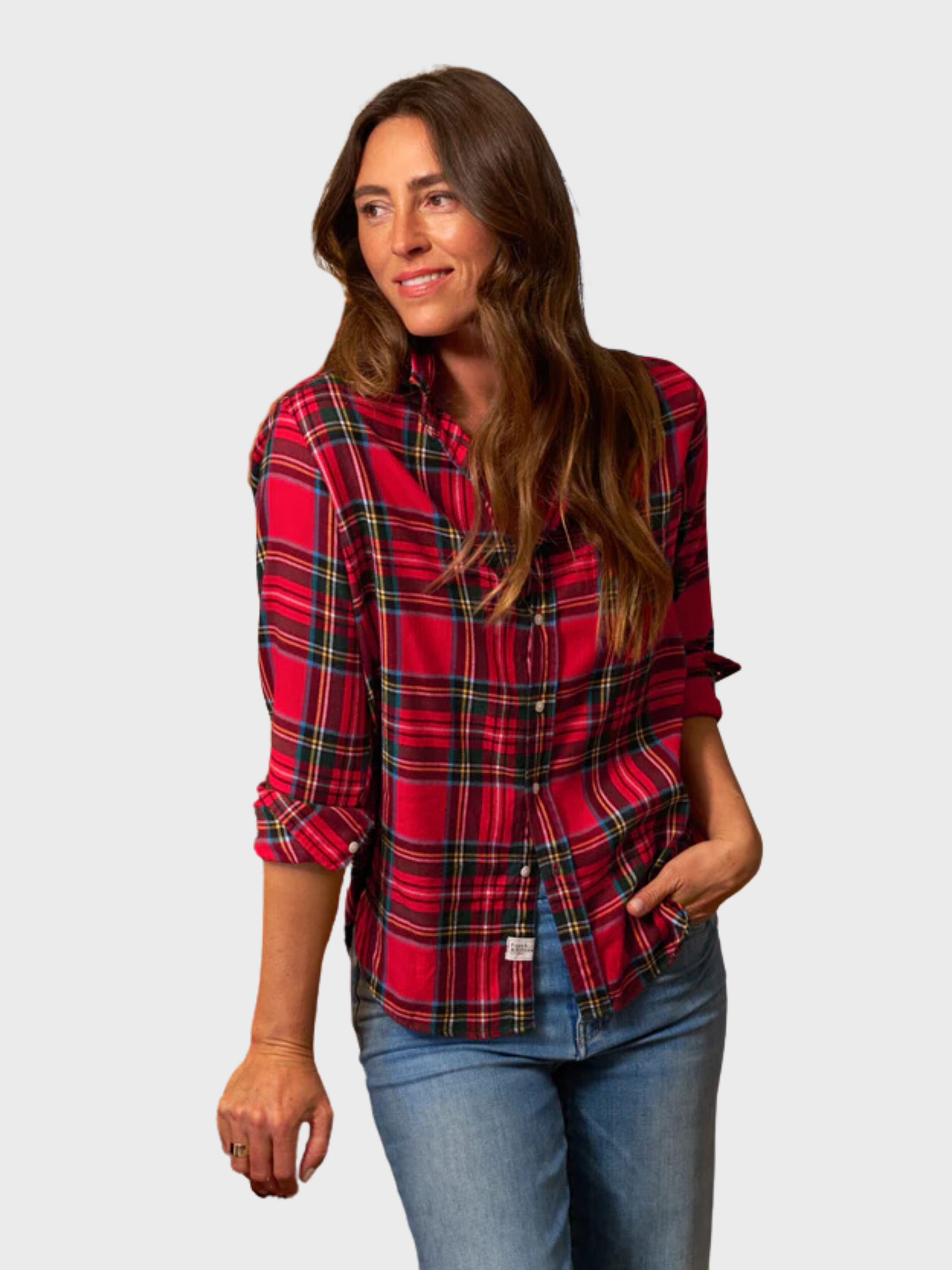 Frank & Eileen Eileen Button Up Shirt Red Large Plaid-Shirts-West of Woodward Boutique-Vancouver-Canada