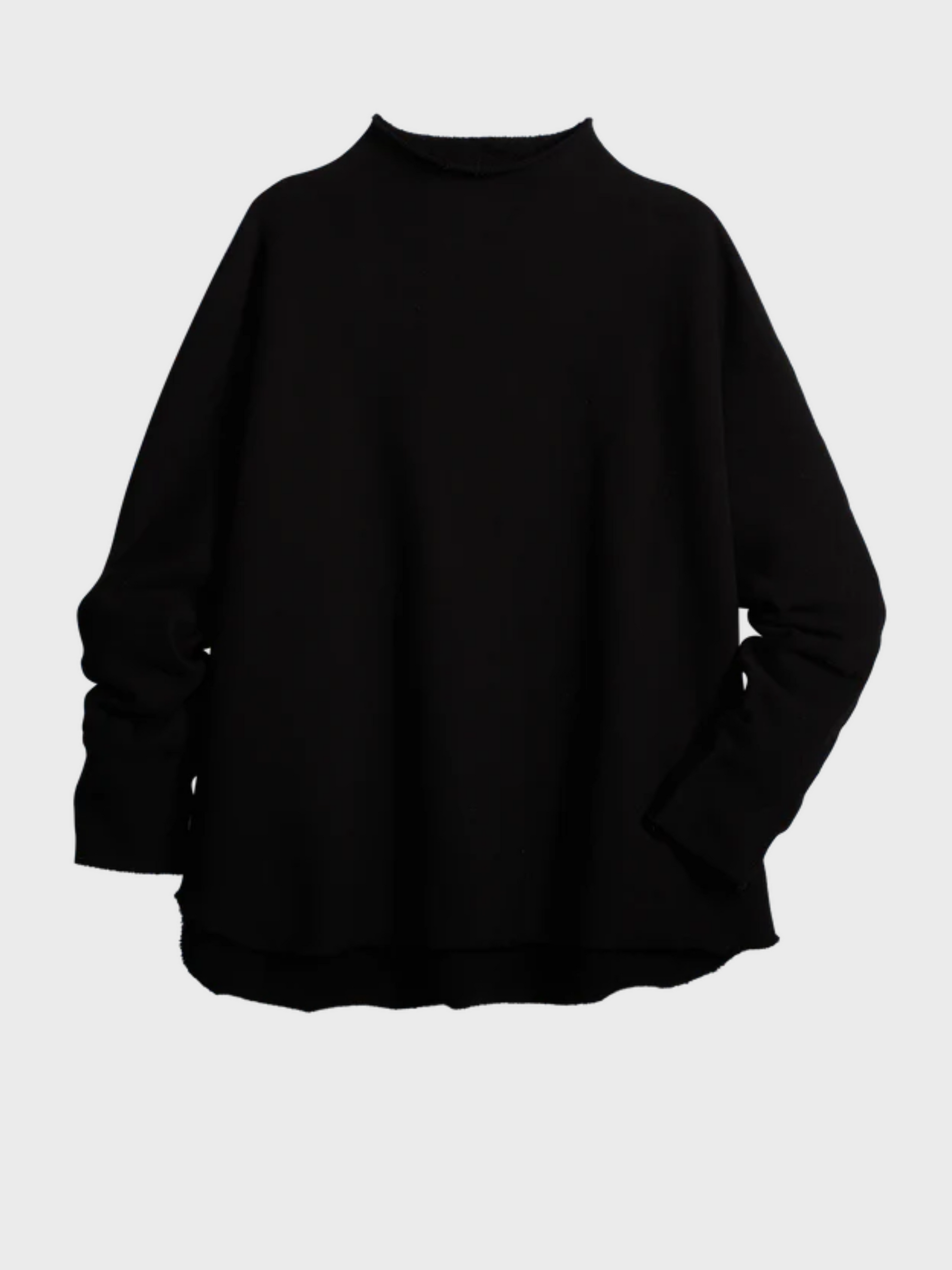 Frank & Eileen Effie LS Funnel Neck Capelet- Black-Sweatshirts-West of Woodward Boutique-Vancouver-Canada