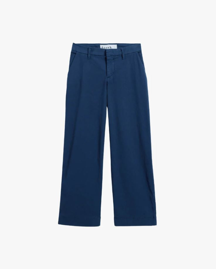 Frank & Eileen Westport Italian Wide Leg Chino Navy-Pants-West of Woodward Boutique-Vancouver-Canada