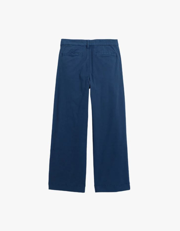 Frank & Eileen Westport Italian Wide Leg Chino Navy-Pants-West of Woodward Boutique-Vancouver-Canada