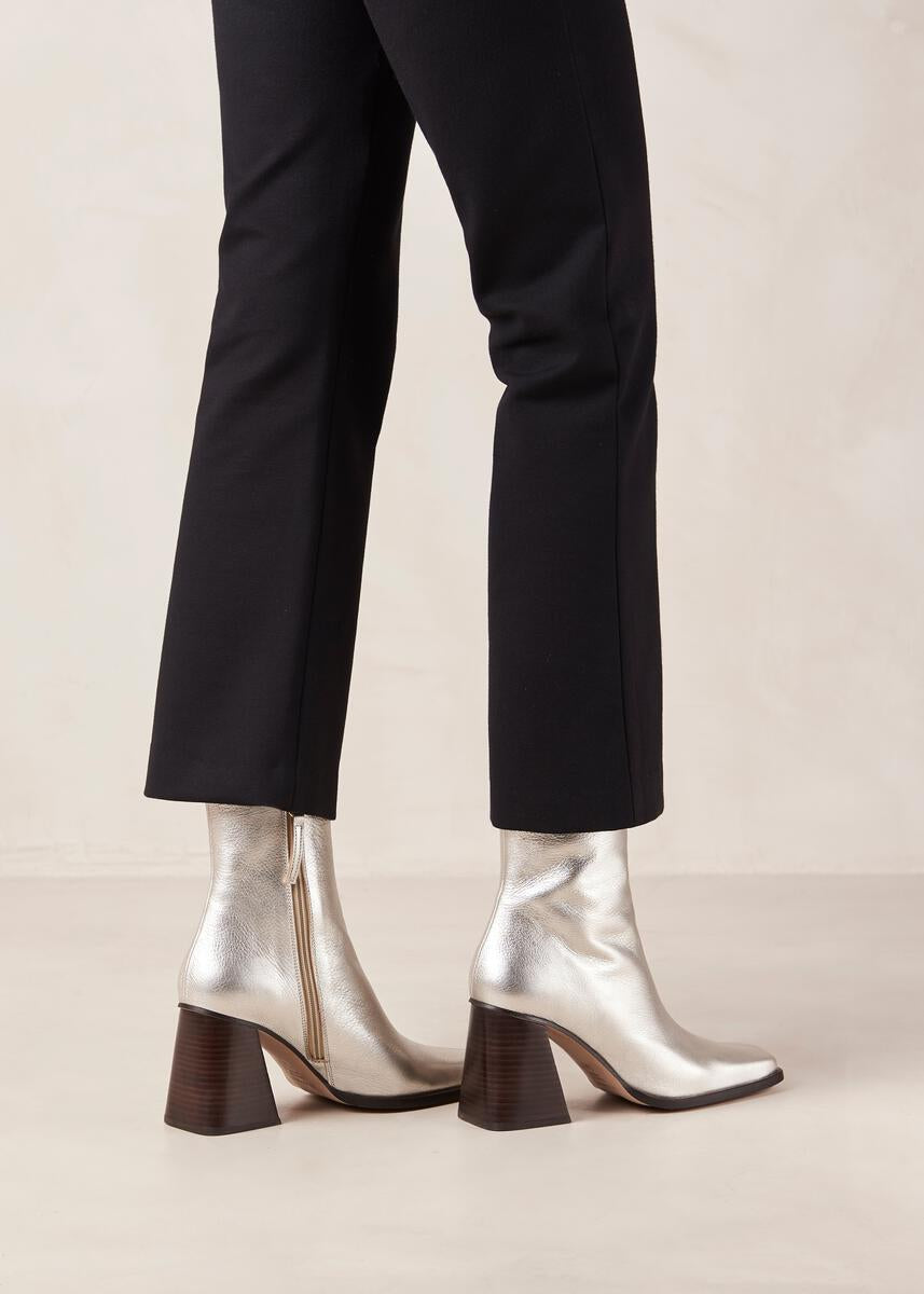 ALOHAS South Shimmer Silver Leather Ankle Boots-Shoes-West of Woodward Boutique-Vancouver-Canada